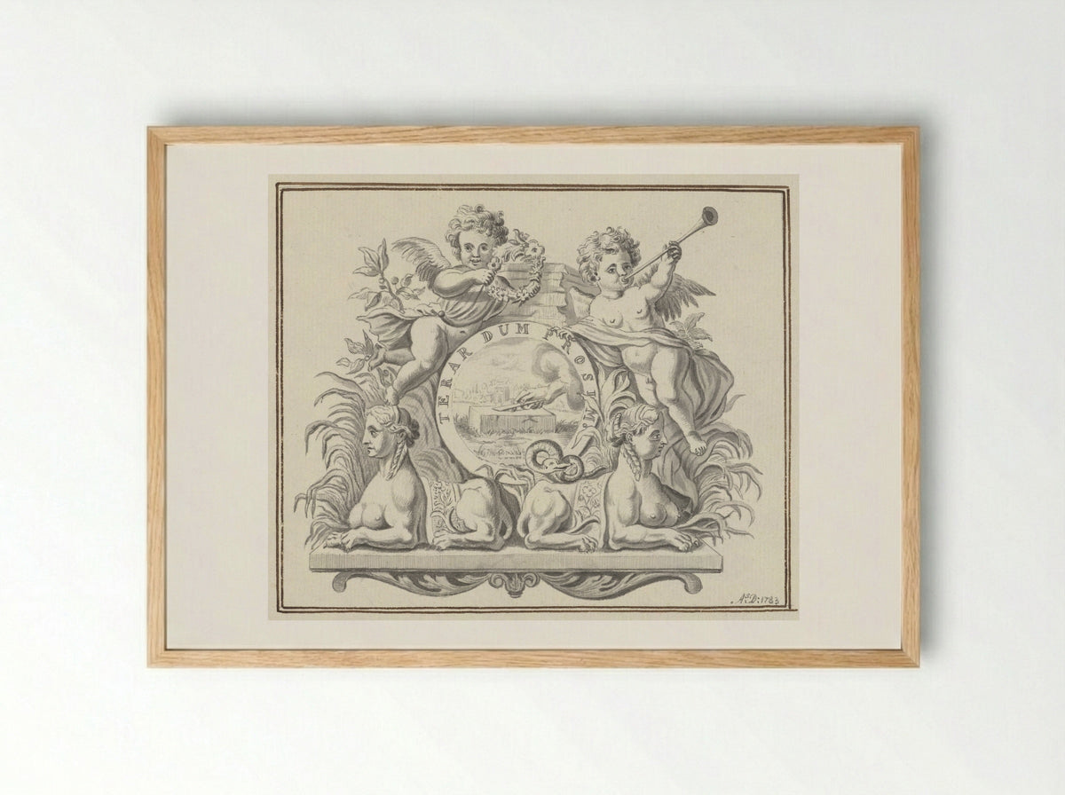Het drukkersmerk van de uitgevers Wetstein te Amsterdam - Monogrammist ASD - Framed Print Wood