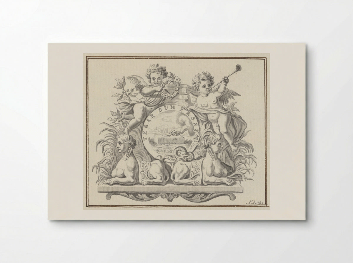 Het drukkersmerk van de uitgevers Wetstein te Amsterdam - Monogrammist ASD - Poster
