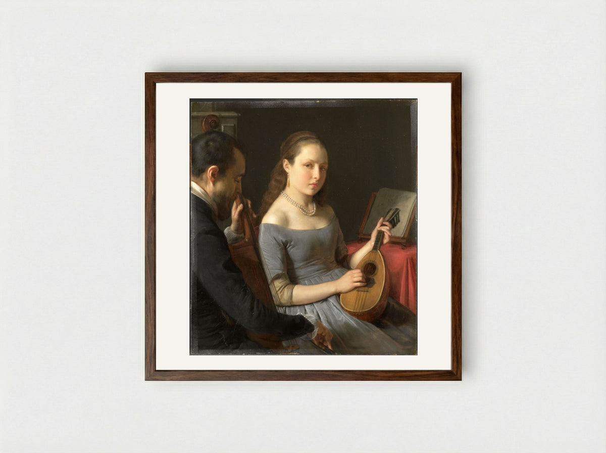 Het duet - Charles van Beveren - Framed Print Dark Wood