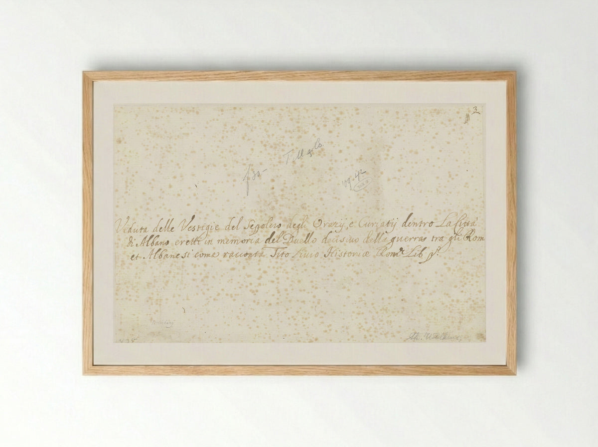 Het graf van de Horatii in Albano - Theodoor Wilkens - Framed Print Wood