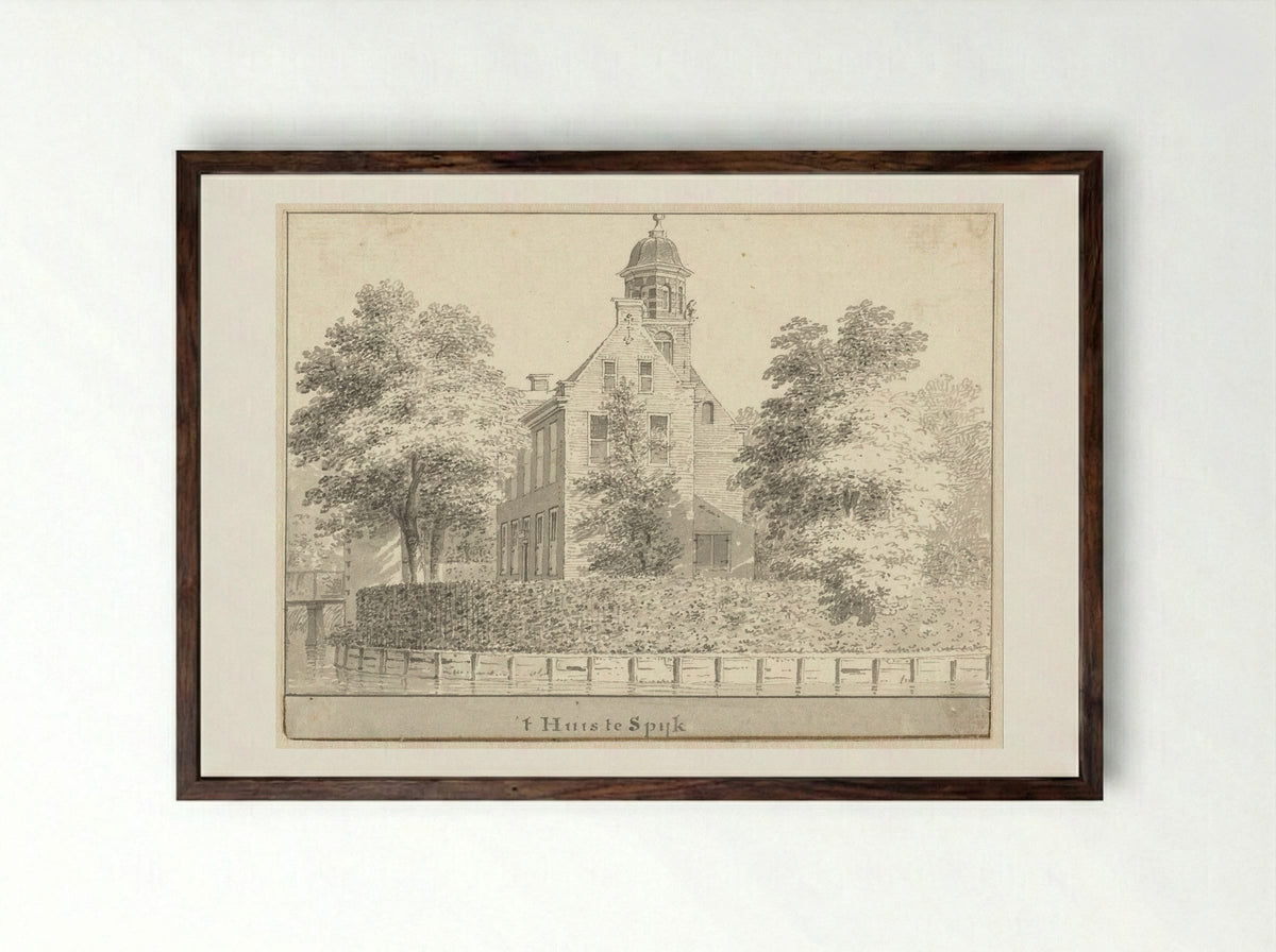 Het huis te Spijk - Cornelis Pronk - Framed Print Dark Wood