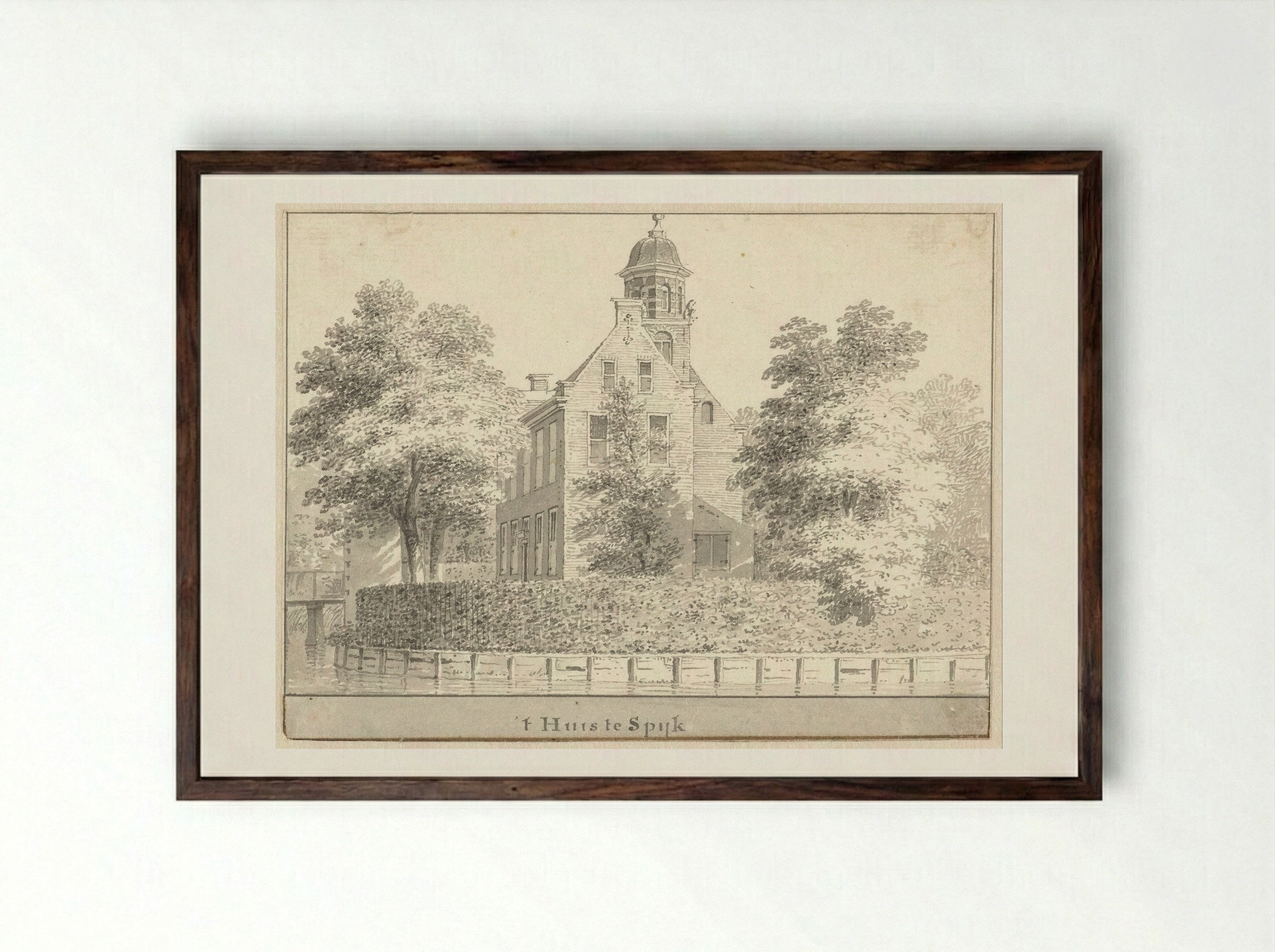 Het huis te Spijk - Cornelis Pronk - Framed Print Dark Wood