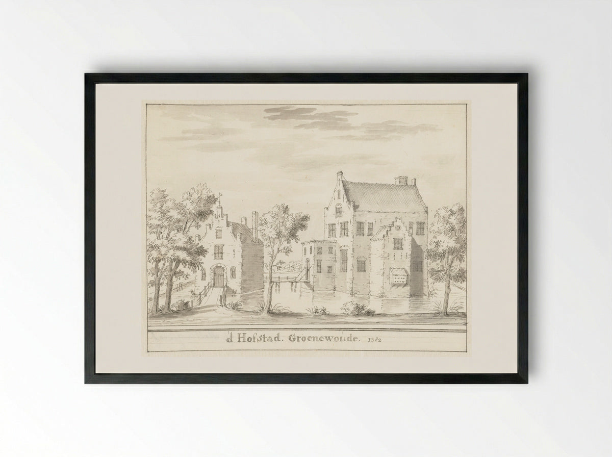 Het kasteel Groenewoude bij Woudenberg, in 1382 - Jacobus Stellingwerff - Framed Print Black