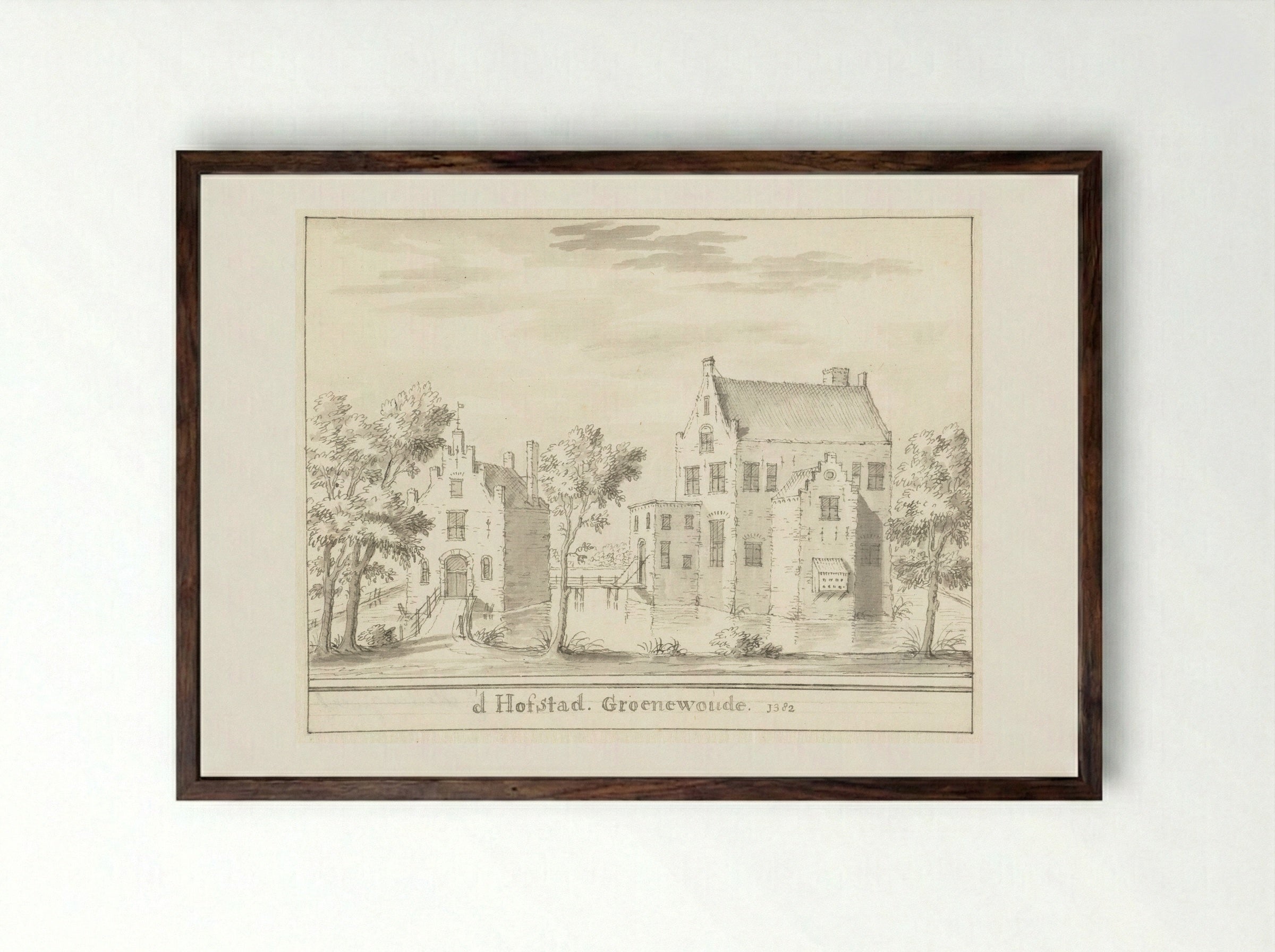 Het kasteel Groenewoude bij Woudenberg, in 1382 - Jacobus Stellingwerff - Framed Print Dark Wood