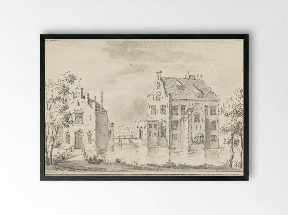 Het kasteel Groenewoude bij Woudenberg - Jacobus Stellingwerff - Framed Print Black