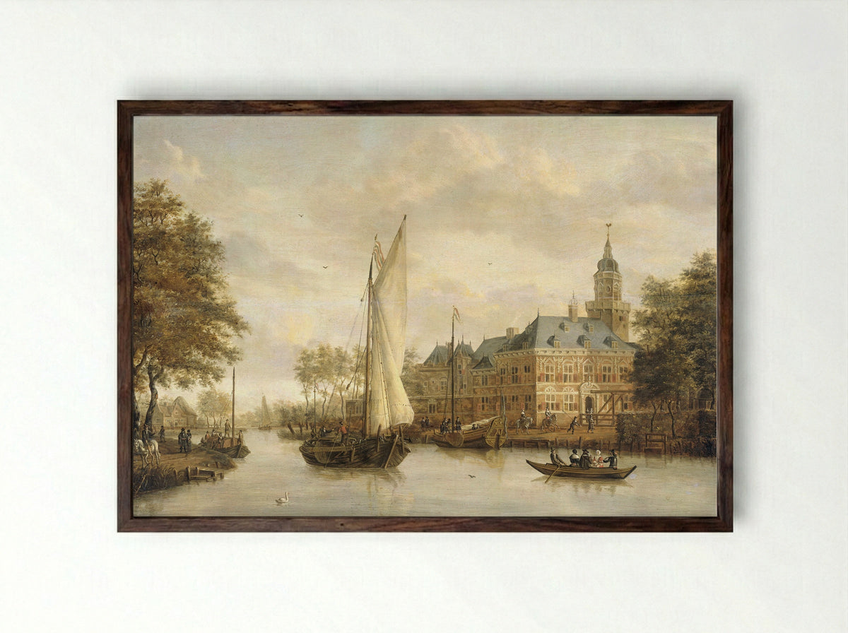 Het kasteel Nijenrode aan de Vecht bij Breukelen - Jacobus Storck - Framed Print Dark Wood