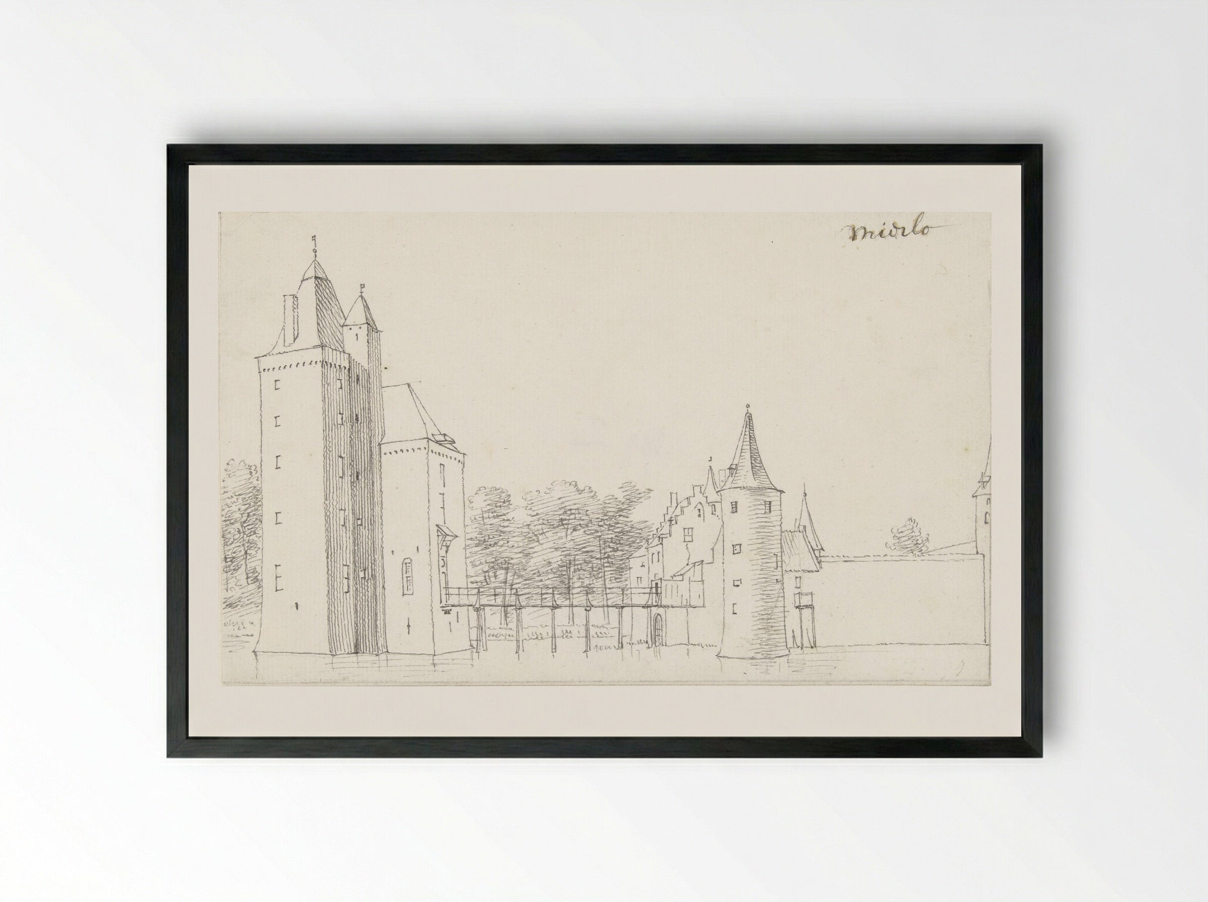 Het kasteel te Mierlo - Cornelis Pronk - Framed Print Black