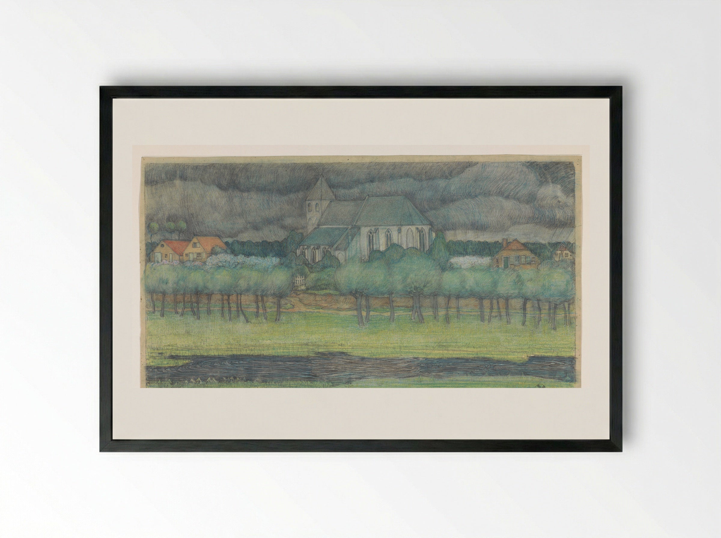 Het kerkje te Oosterbeek - Edzard Koning - Framed Print Black