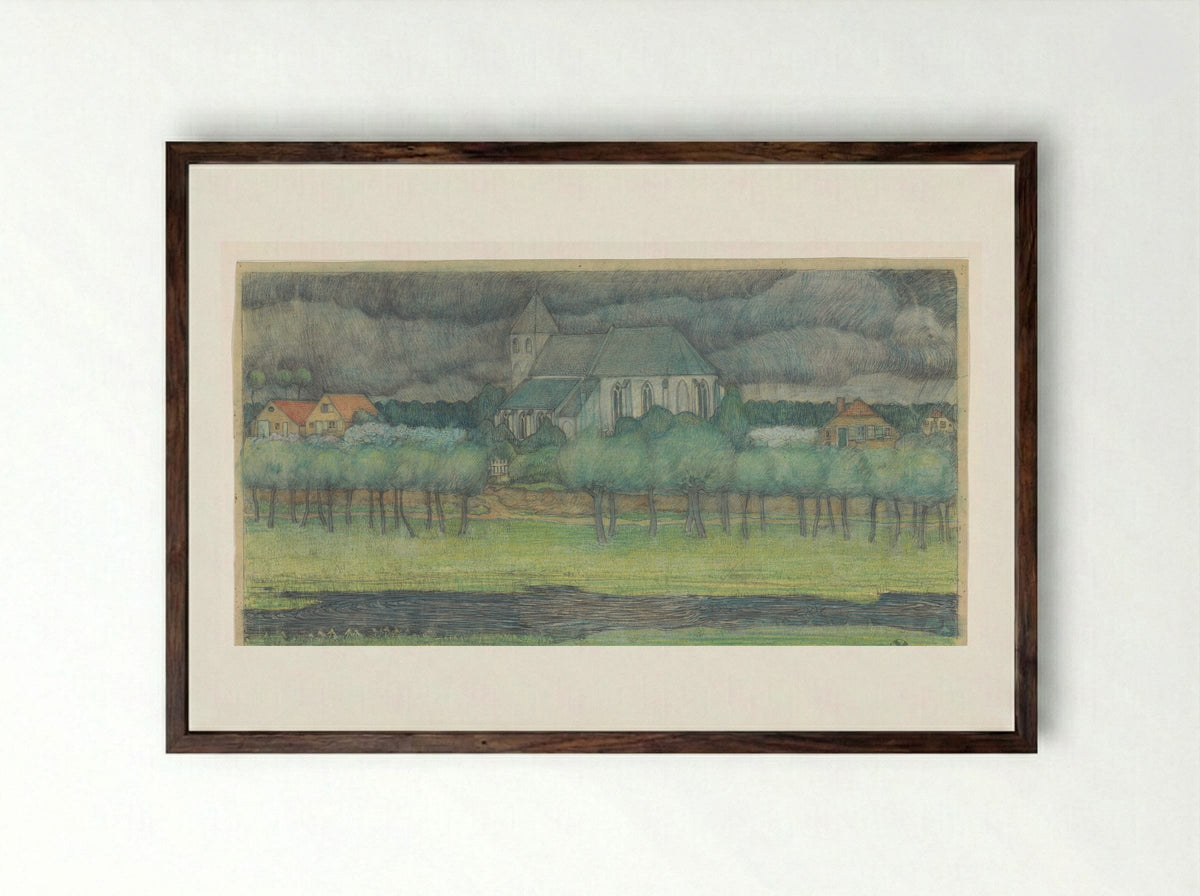 Het kerkje te Oosterbeek - Edzard Koning - Framed Print Dark Wood