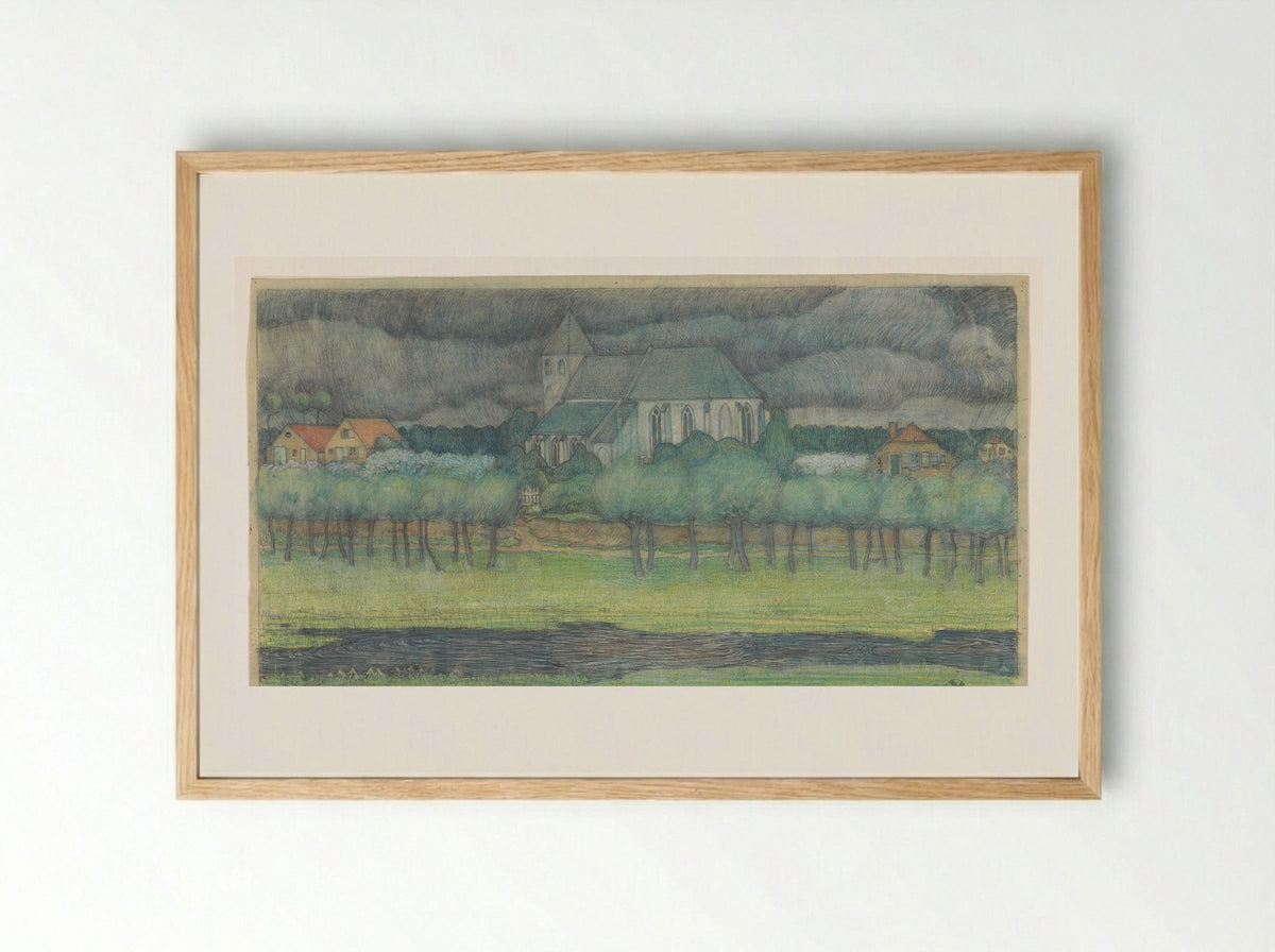 Het kerkje te Oosterbeek - Edzard Koning - Framed Print Wood