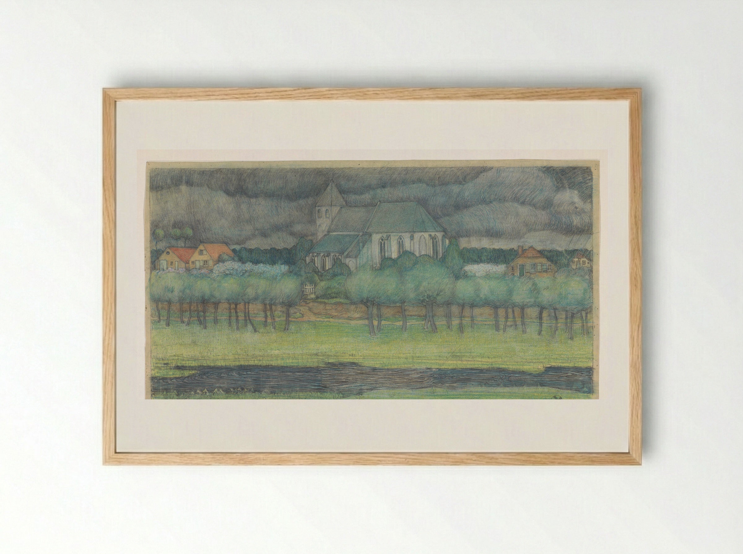 Het kerkje te Oosterbeek - Edzard Koning - Framed Print Wood