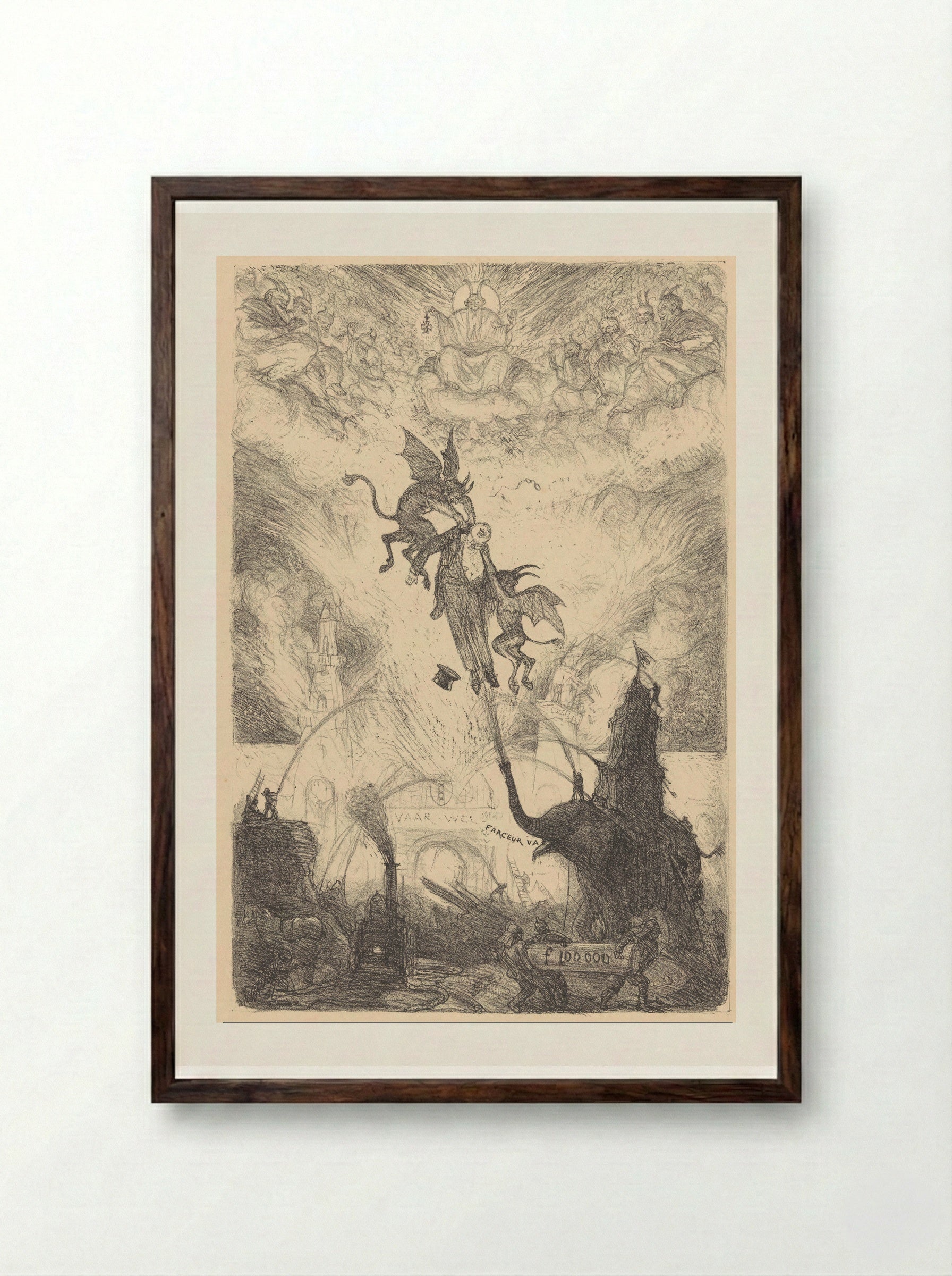 Het laatste vuurwerk op de tentoonstelling (Eereprijs) - Marius Bauer - Framed Print Dark Wood