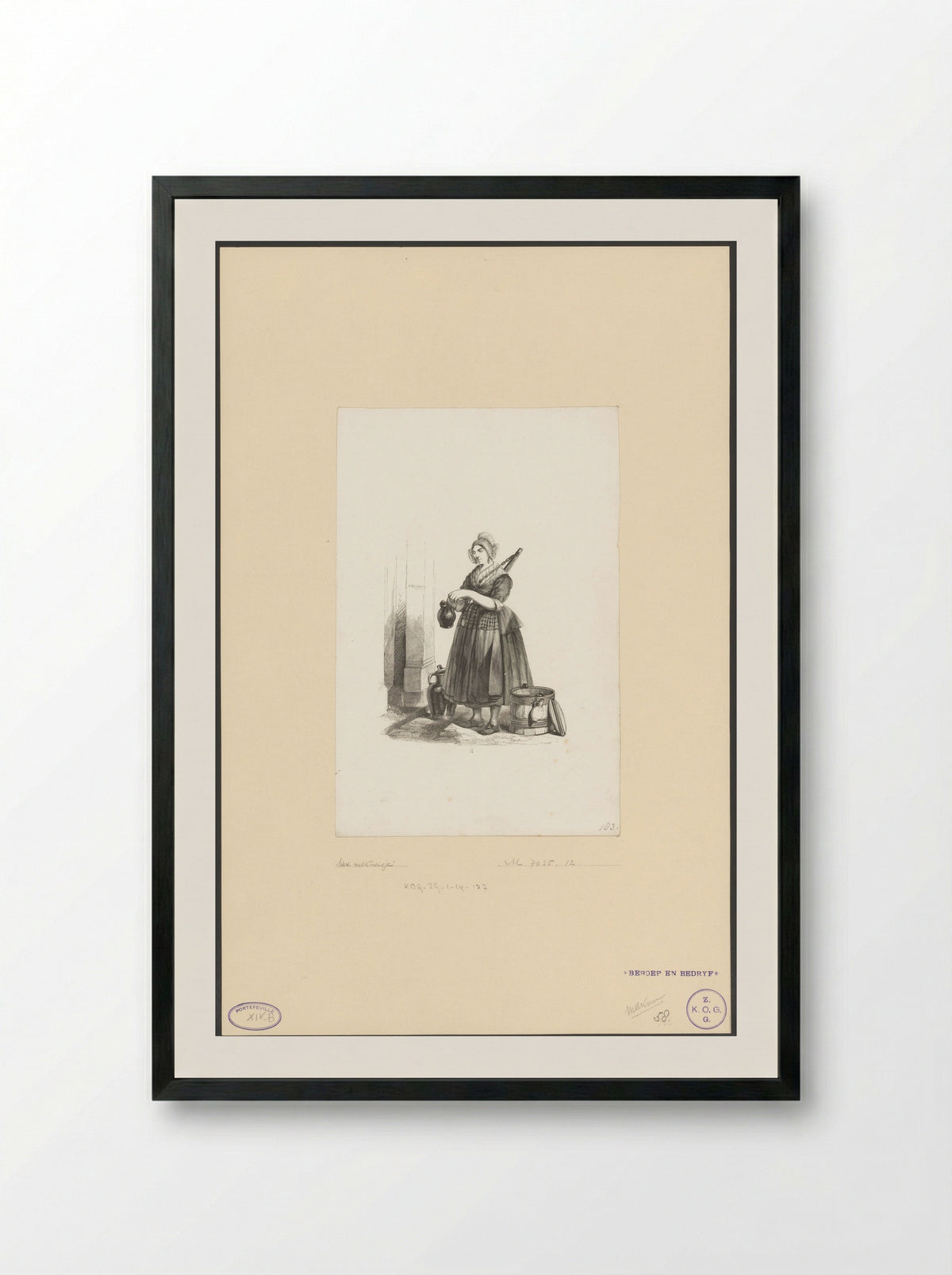 Het melkmeisje (The Milkmaid) - Henry Brown - Framed Print Black