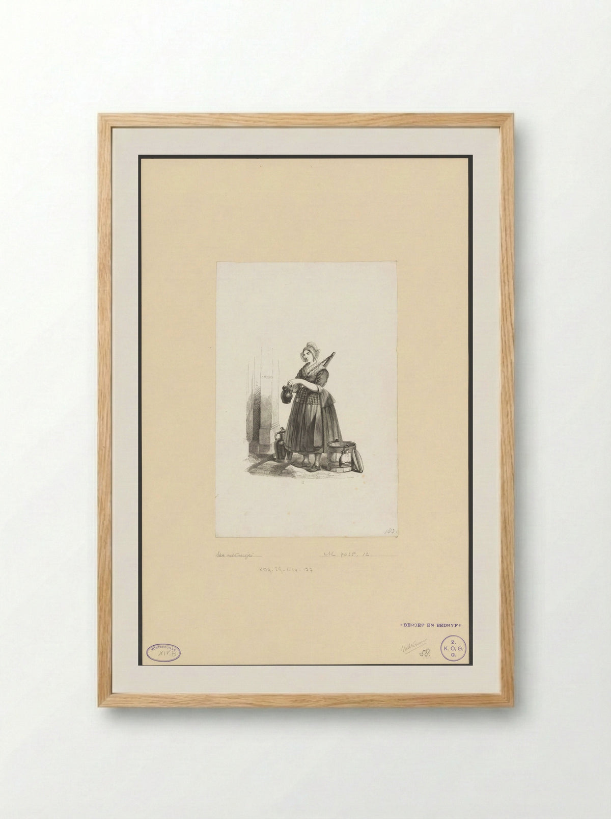 Het melkmeisje (The Milkmaid) - Henry Brown - Framed Print Wood