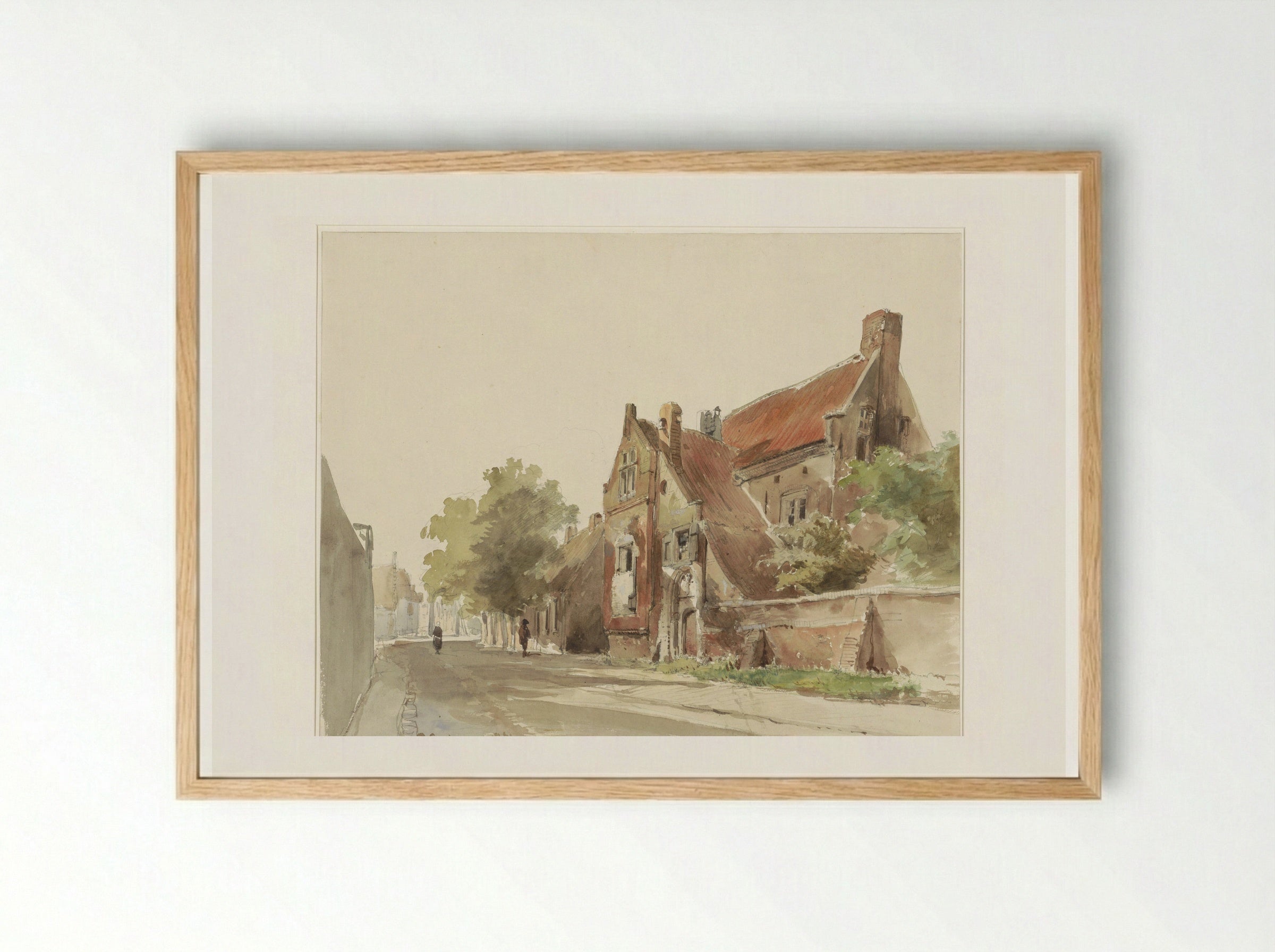 Het oude gasthuis te Hasselt - Cornelis Springer - Framed Print Wood
