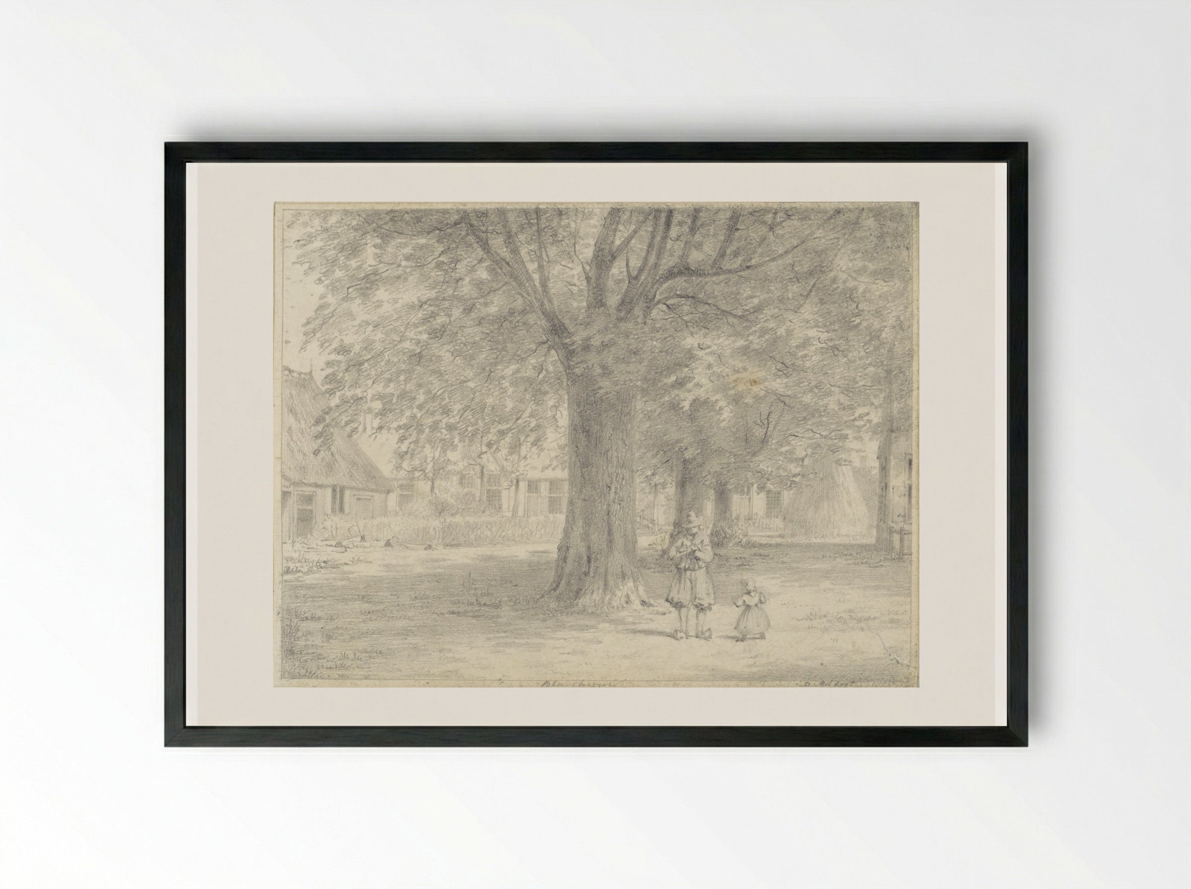Het plein van Blaricum - Hendrik Abraham Klinkhamer - Framed Print Black