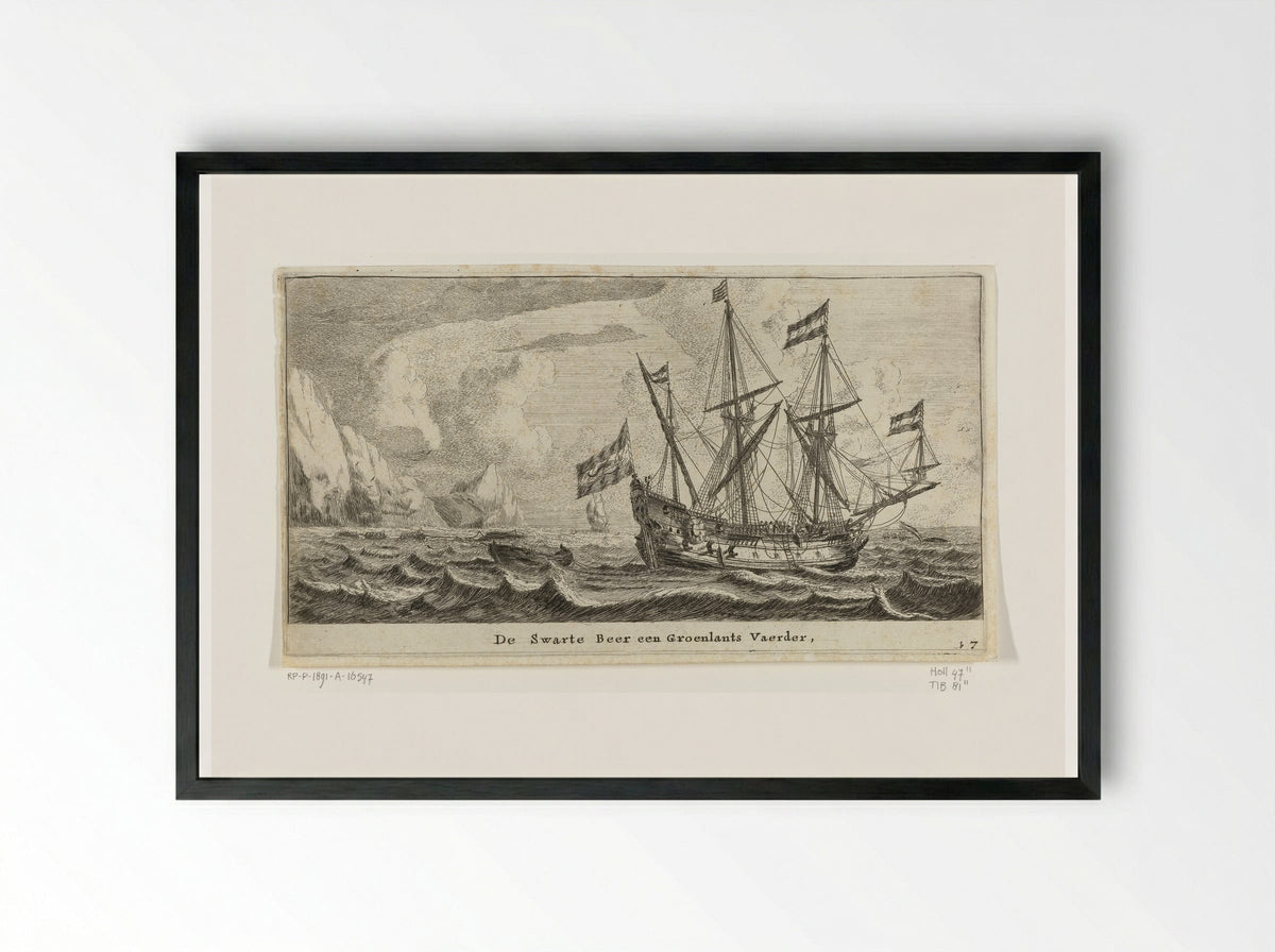 Het schip de Zwarte Beer - Reinier Nooms - Framed Print Black
