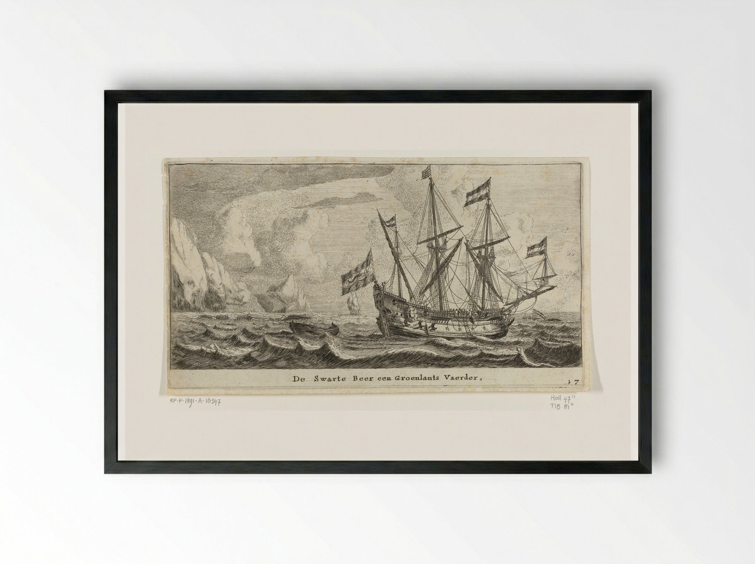 Het schip de Zwarte Beer - Reinier Nooms - Framed Print Black