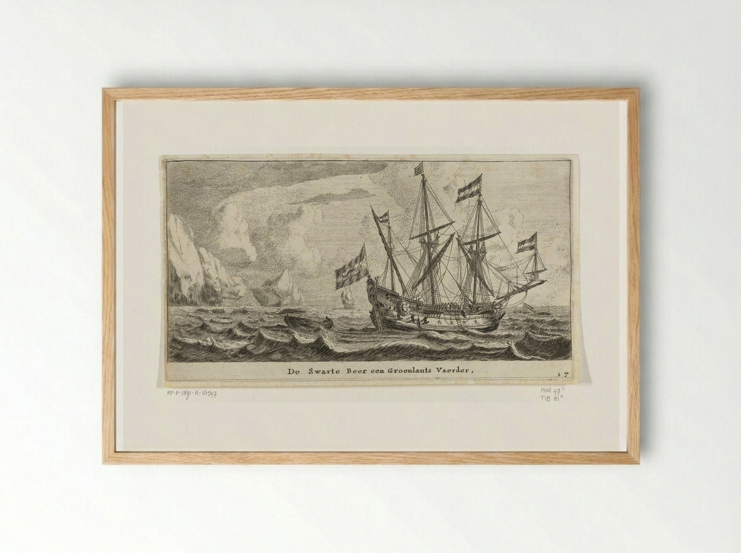 Het schip de Zwarte Beer - Reinier Nooms - Framed Print Wood