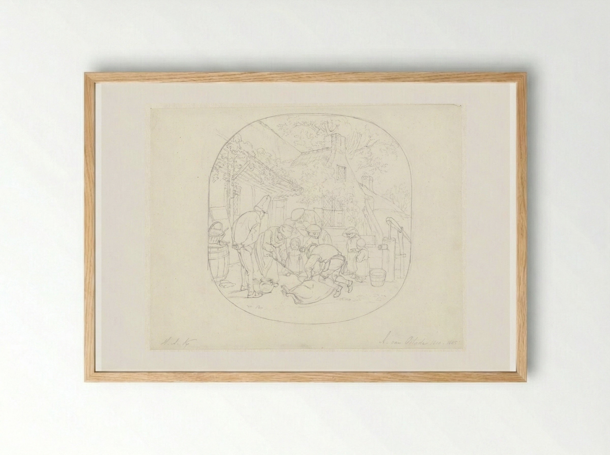 Het slachten van een varken - Hendrik Abraham Klinkhamer - Framed Print Wood