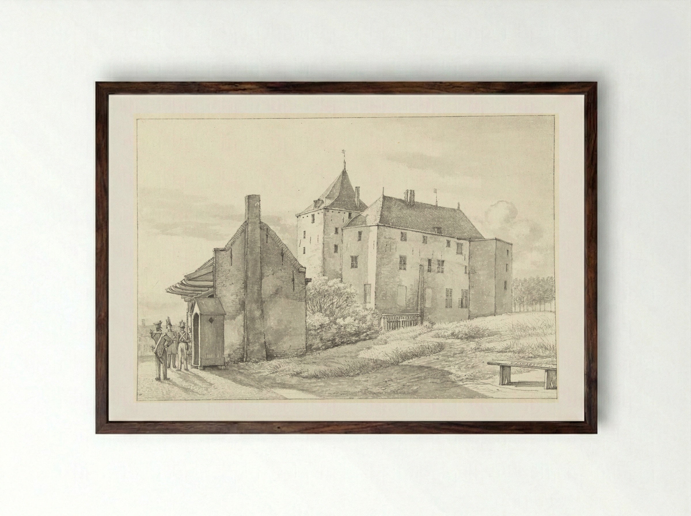 Het slot Loevestein - Gerrit Lamberts - Framed Print Dark Wood