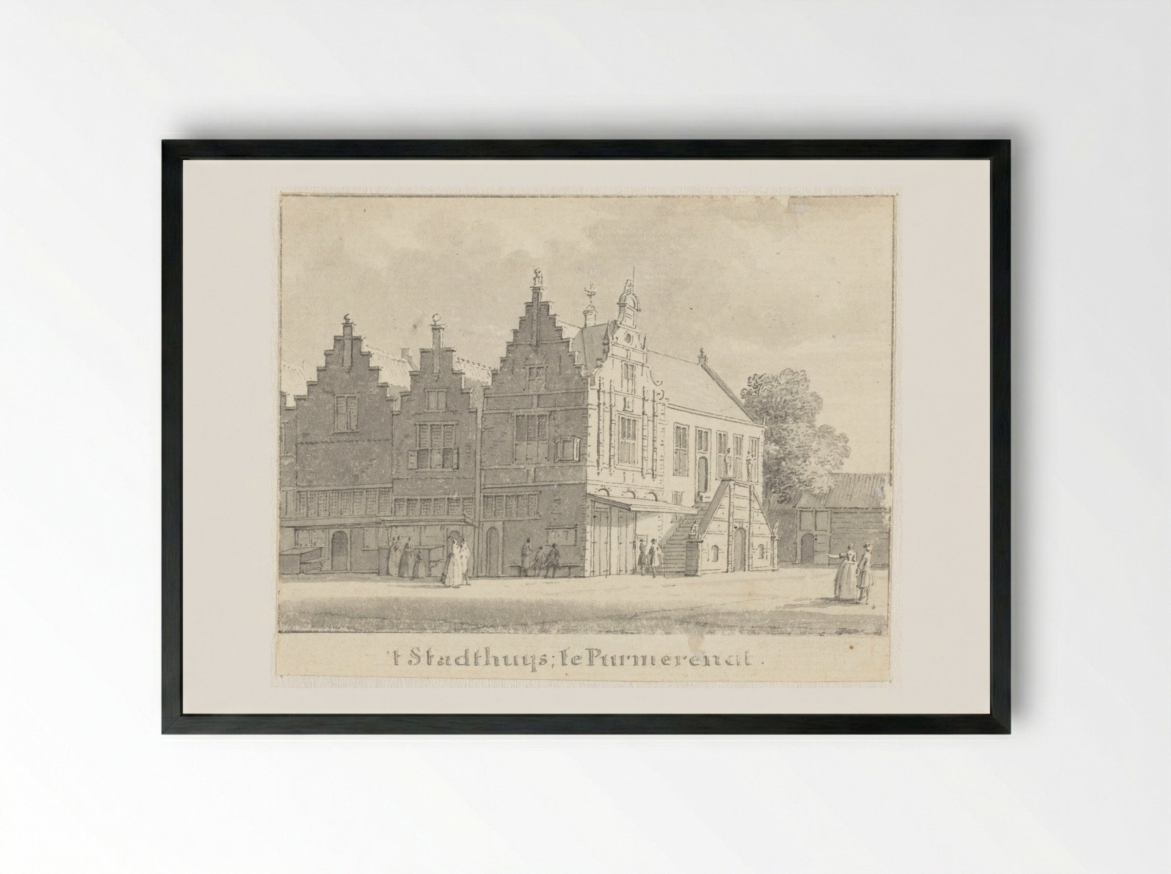 Het stadhuis te Purmerend - Cornelis Pronk - Framed Print Black