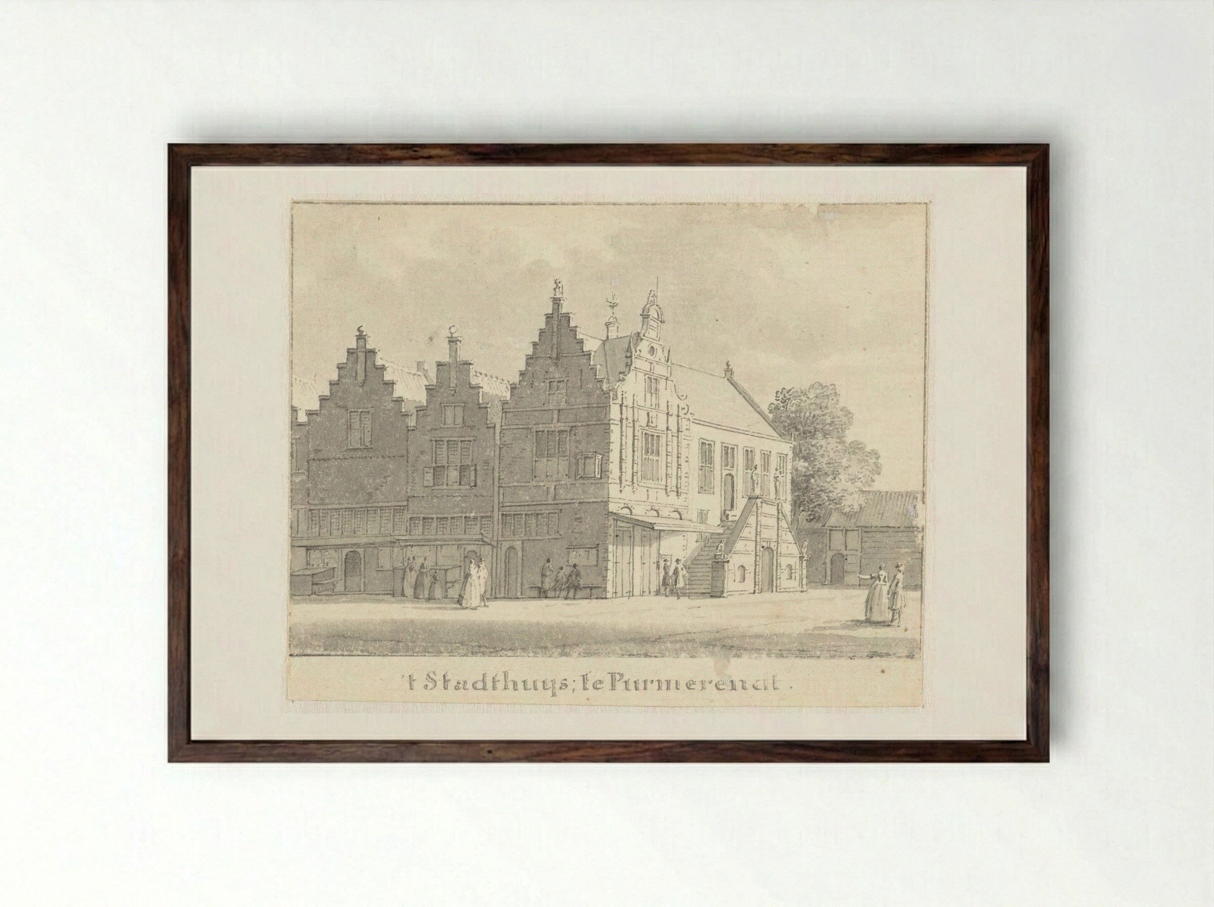 Het stadhuis te Purmerend - Cornelis Pronk - Framed Print Dark Wood