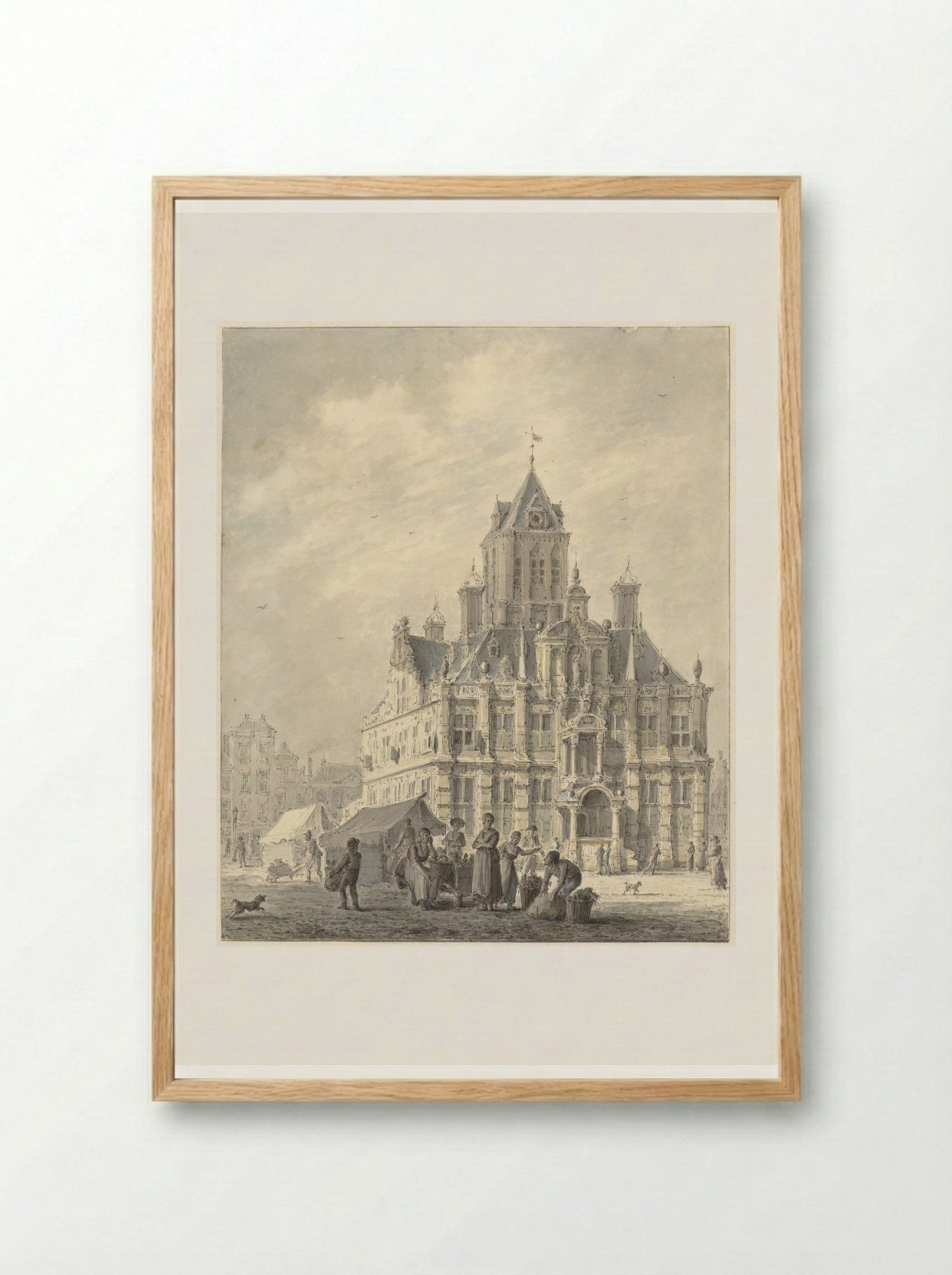 Het stadhuis van Delft - Johannes Jelgerhuis - Framed Print Wood