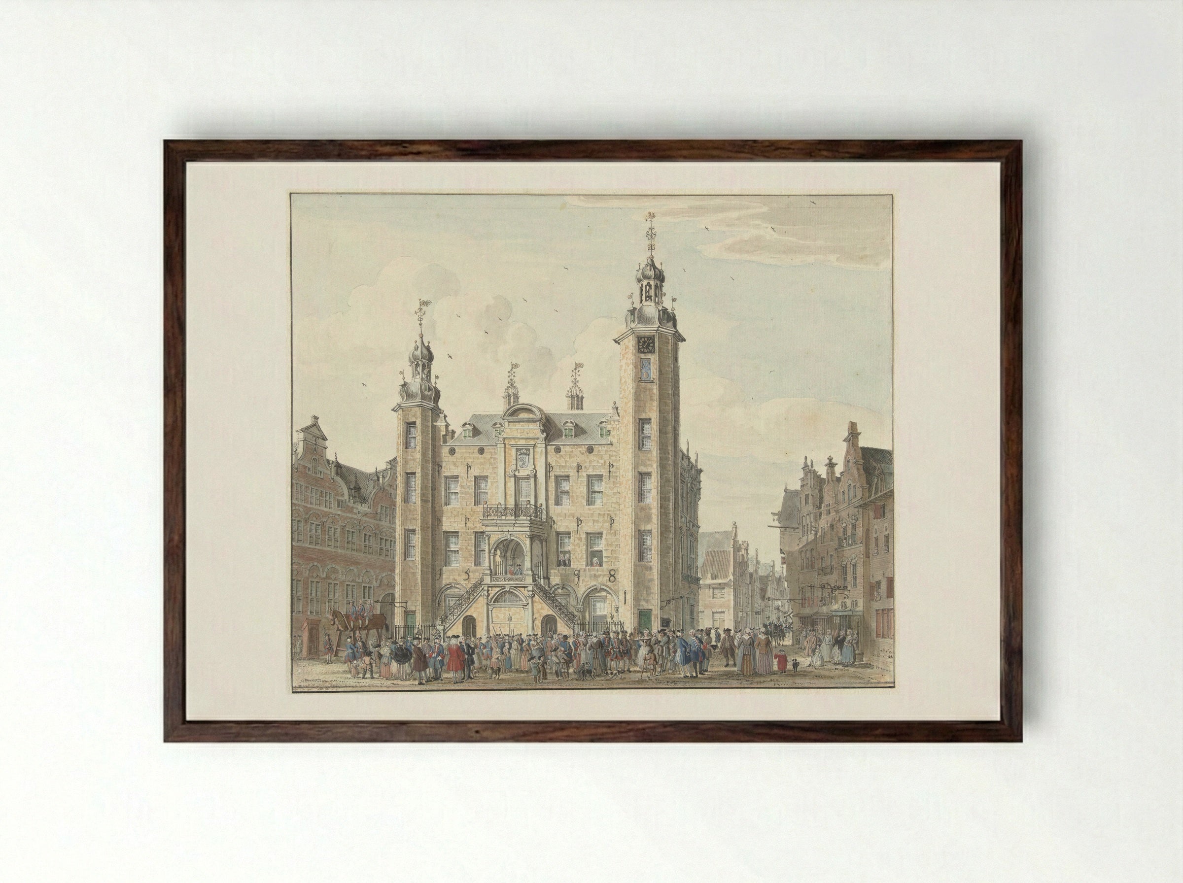 Het stadhuis van Venlo - Jan de Beijer - Framed Print Dark Wood