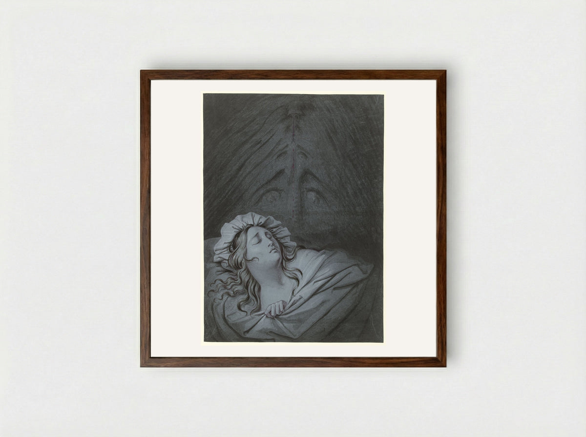 Het visioen van Beatrice Cenci - David Pièrre Giottino Humbert de Superville - Framed Print Dark Wood