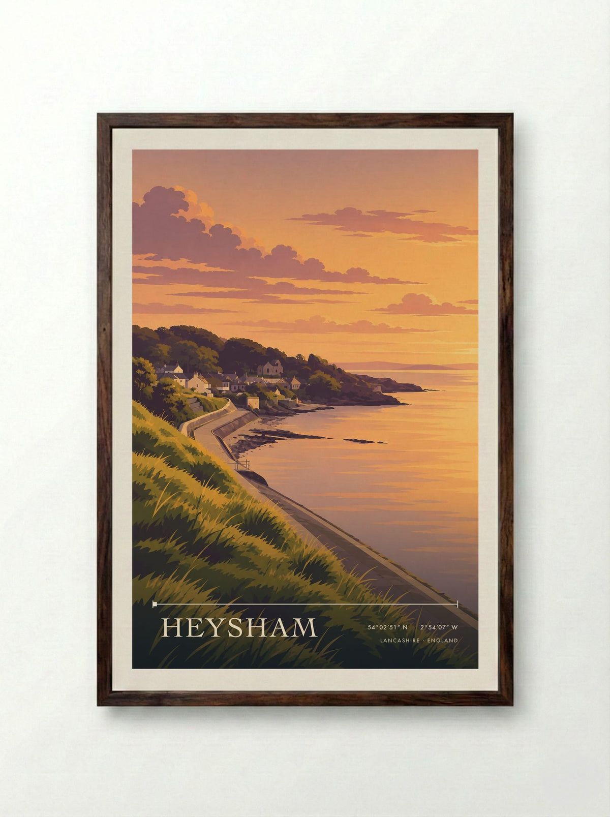Heysham, Lancashire | Travel Poster - Framed Print Dark Wood