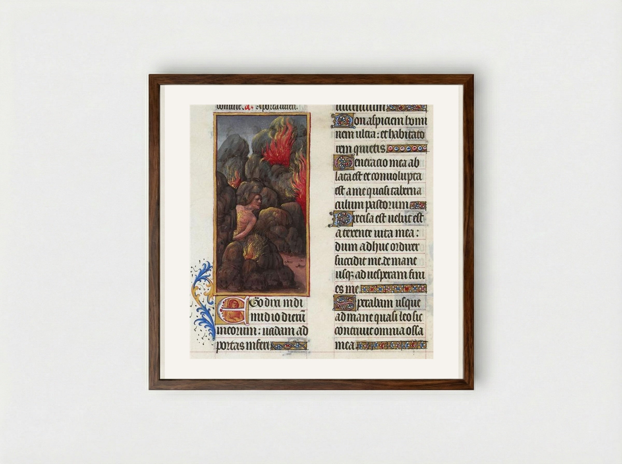 Hezekiah's Canticle - Limbourg brothers - Framed Print Dark Wood
