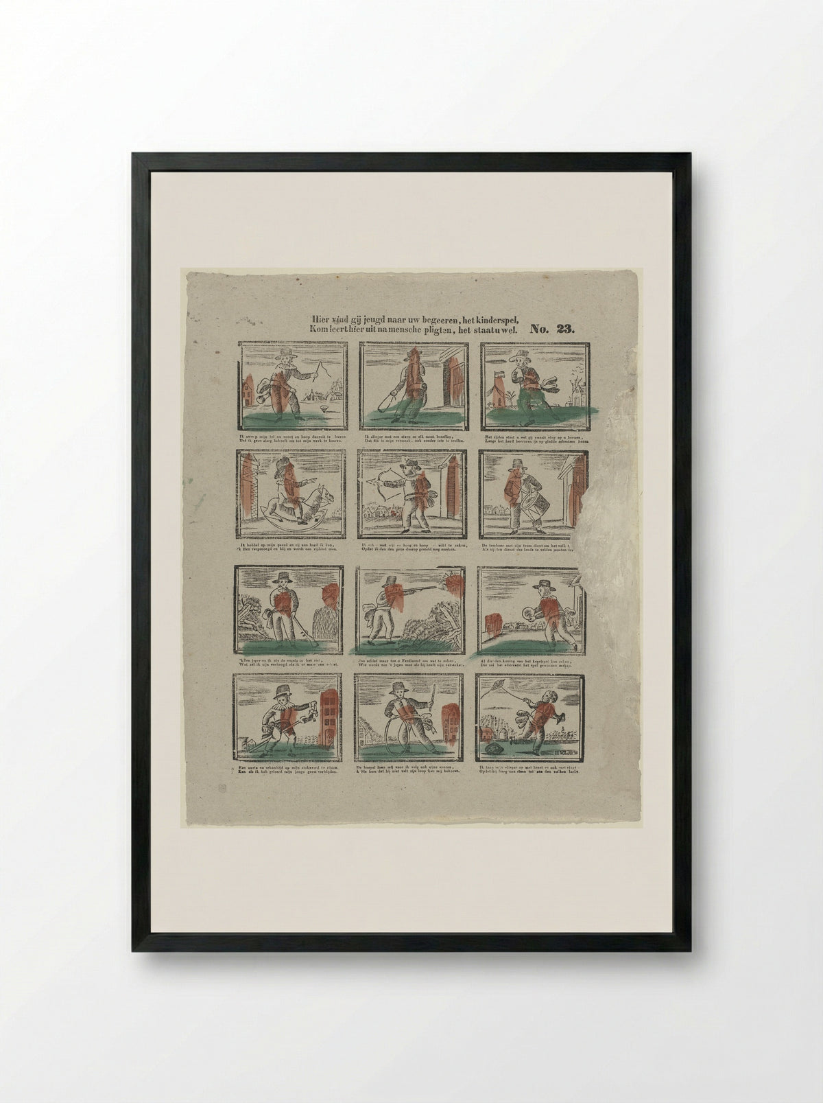 Hier vind gij jeugd naar uw begeeren, het kinderspel - Theodorus Johannes Wijnhoven-Hendriksen - Framed Print Black