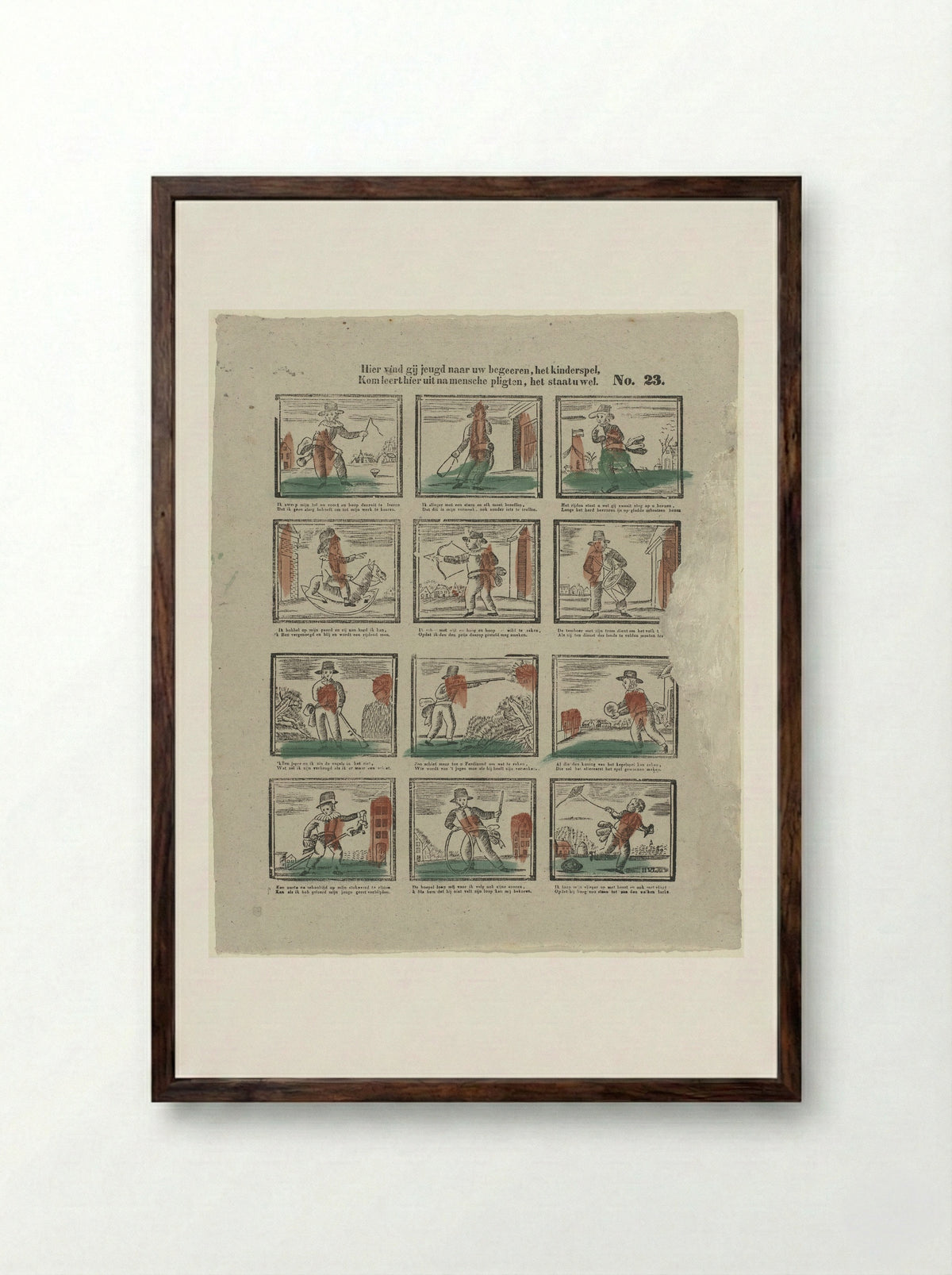 Hier vind gij jeugd naar uw begeeren, het kinderspel - Theodorus Johannes Wijnhoven-Hendriksen - Framed Print Dark Wood