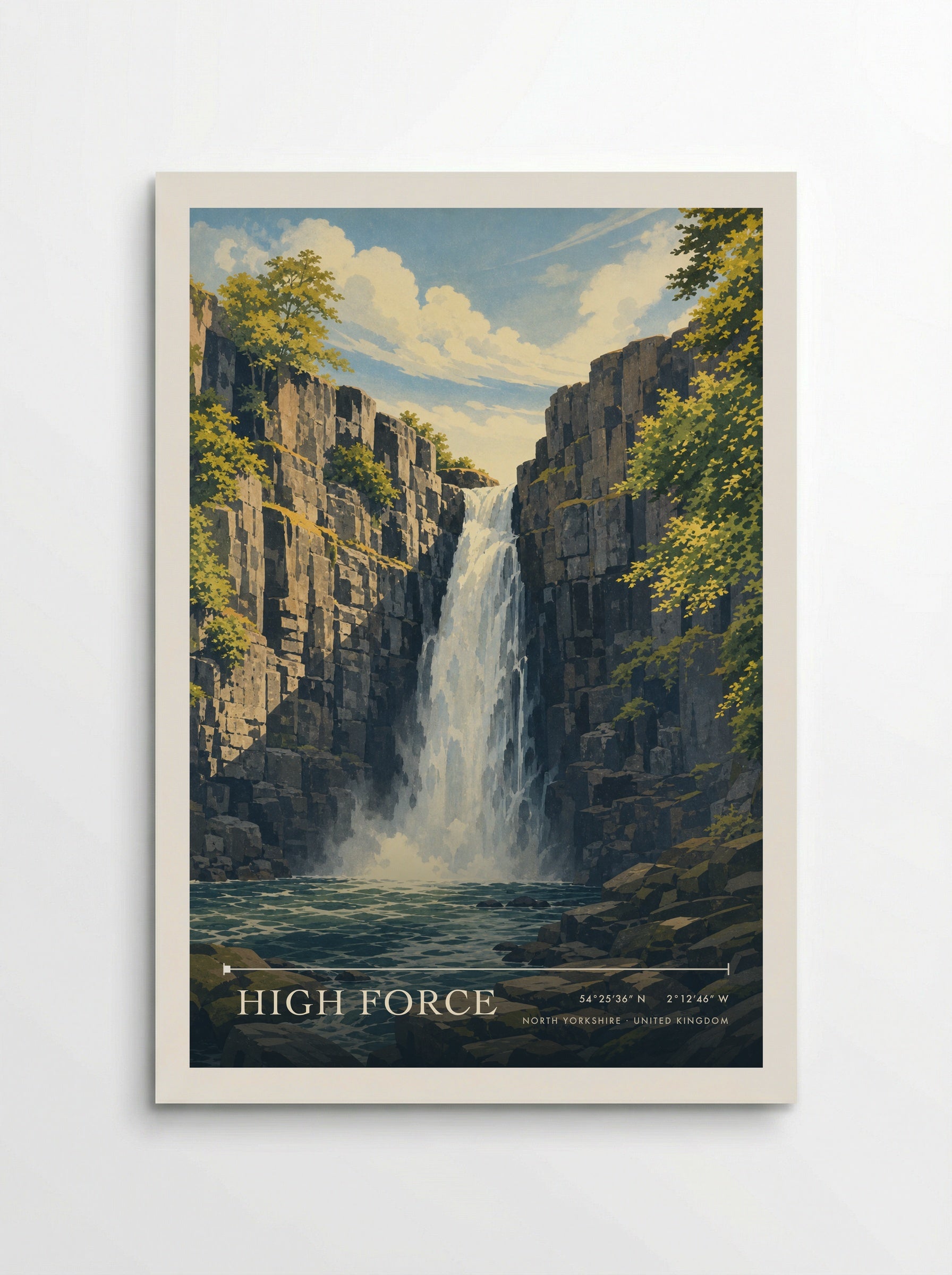 High Force North Yorkshire United Kingdom Travel Poster - Poster