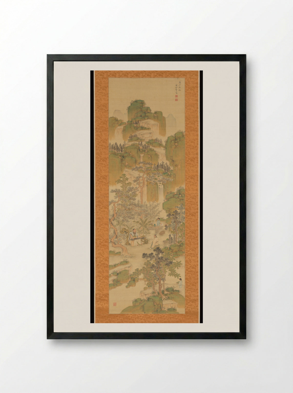 High Mountains, Flowing Water: Yu Boya and Zhong Ziqi - Okura Ryūzan - Framed Print Black