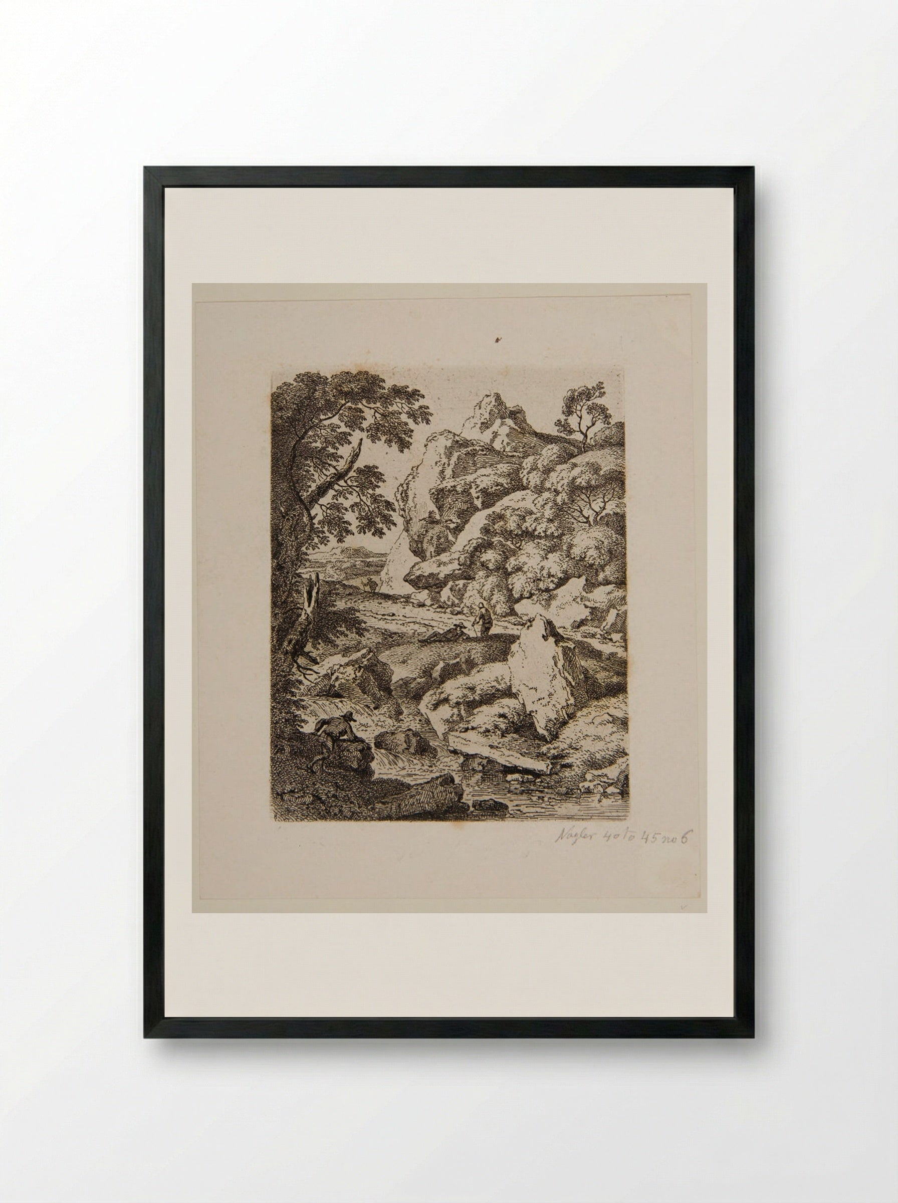 High Pointed Rock - Ferdinand Kobell - Framed Print Black