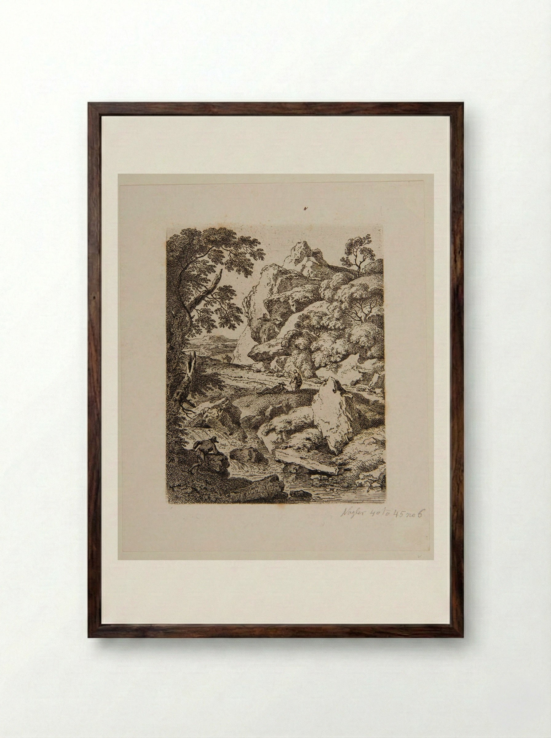 High Pointed Rock - Ferdinand Kobell - Framed Print Dark Wood