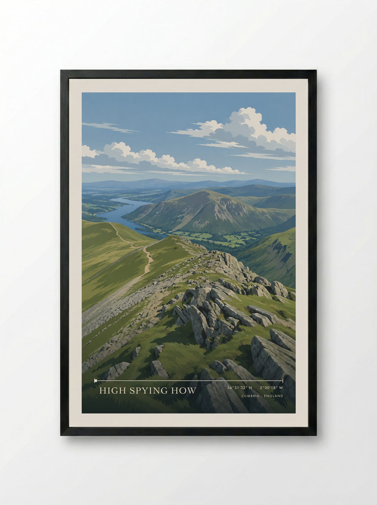 High Spying How, Cumbria | Travel Poster - Framed Print Black