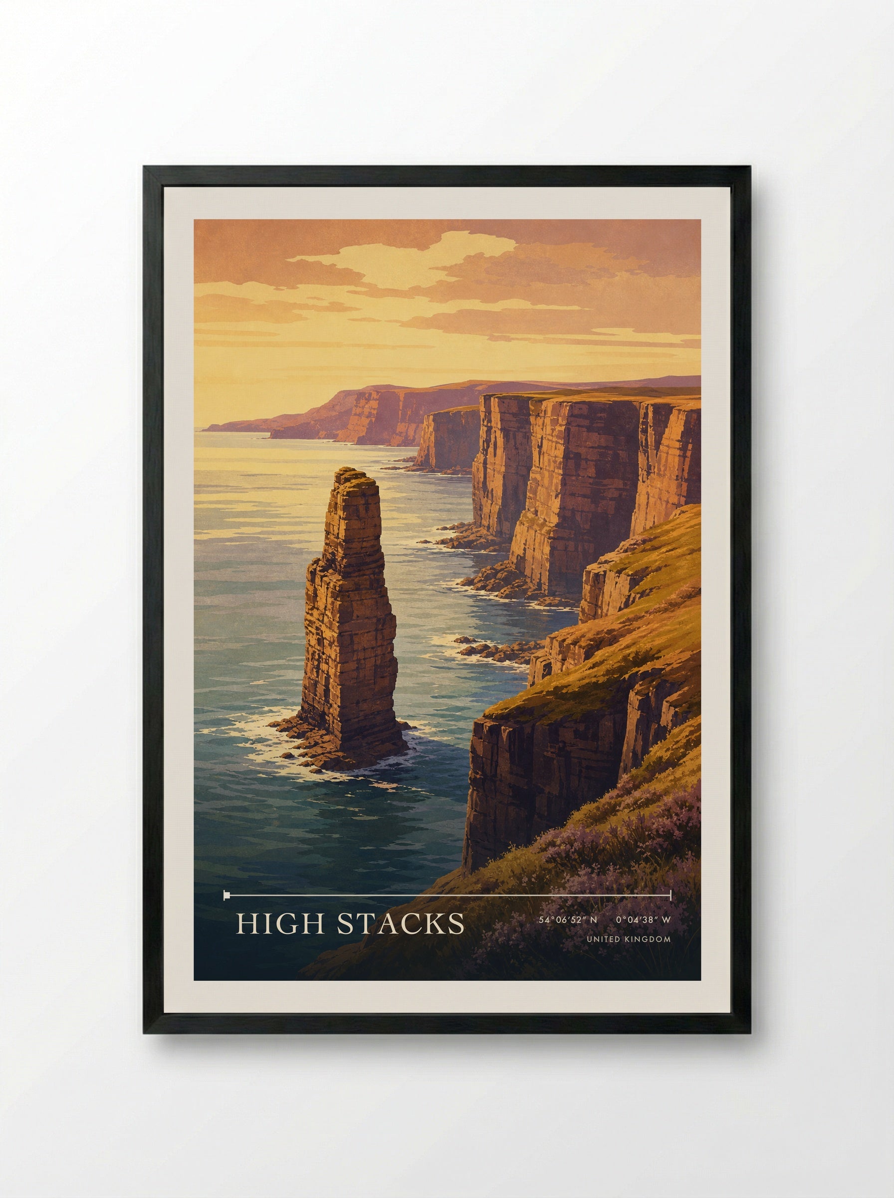 High Stacks United Kingdom Travel Poster - Framed Print Black