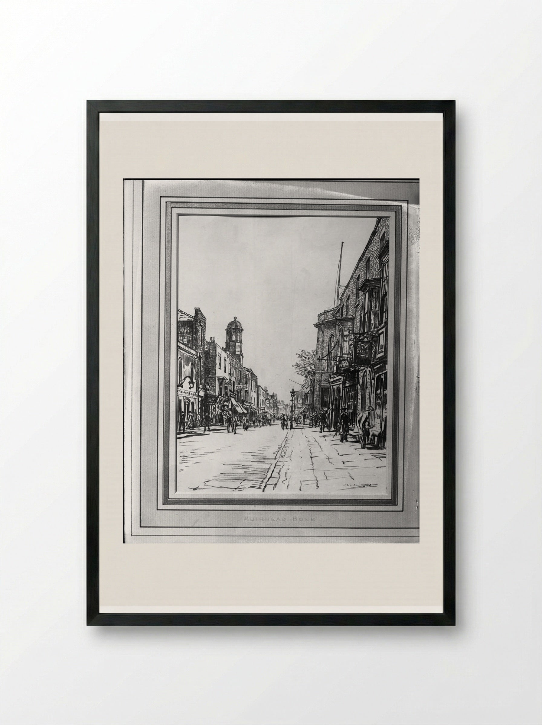High Street, Deal - Muirhead Bone - Framed Print Black