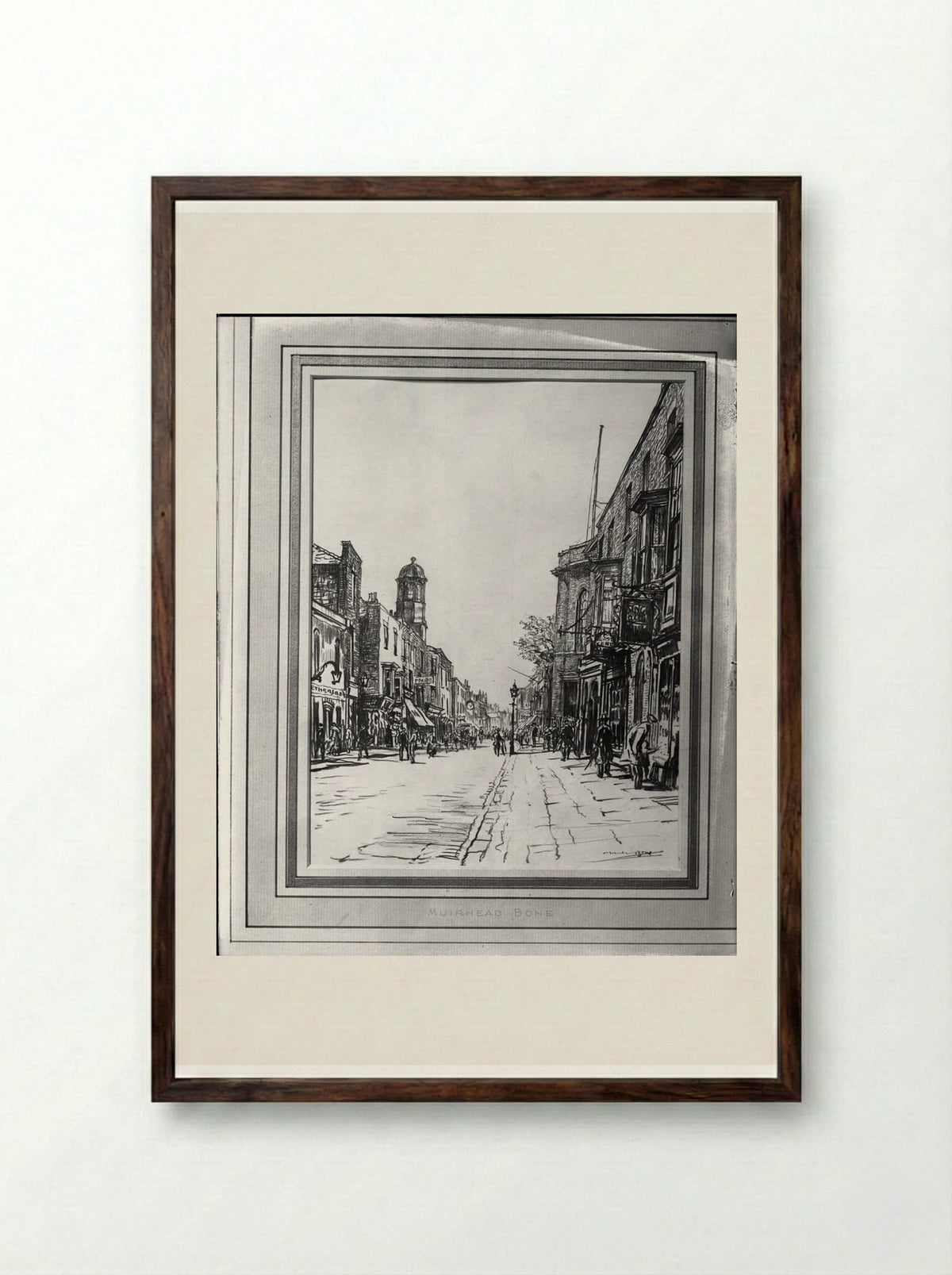 High Street, Deal - Muirhead Bone - Framed Print Dark Wood
