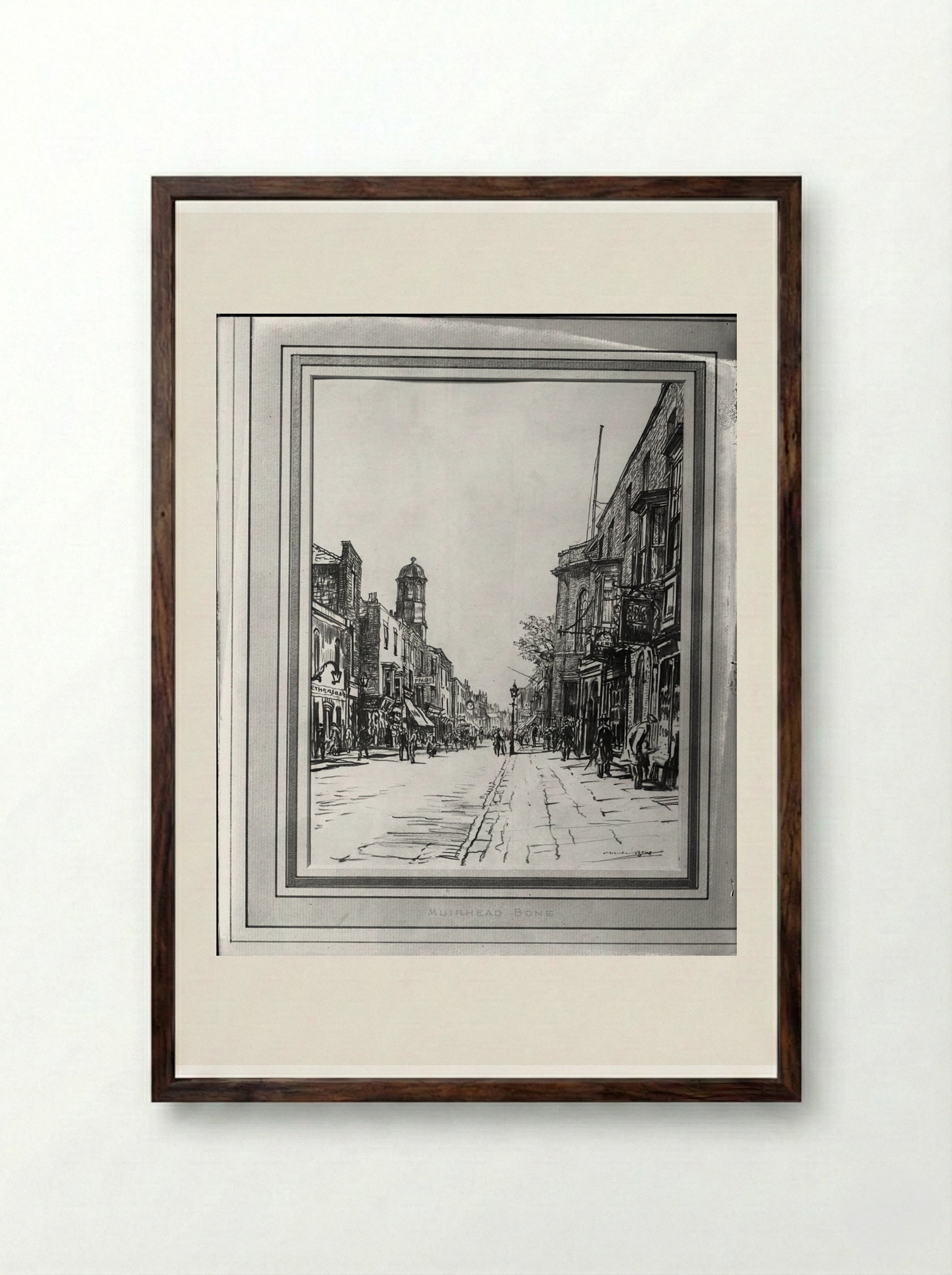 High Street, Deal - Muirhead Bone - Framed Print Dark Wood