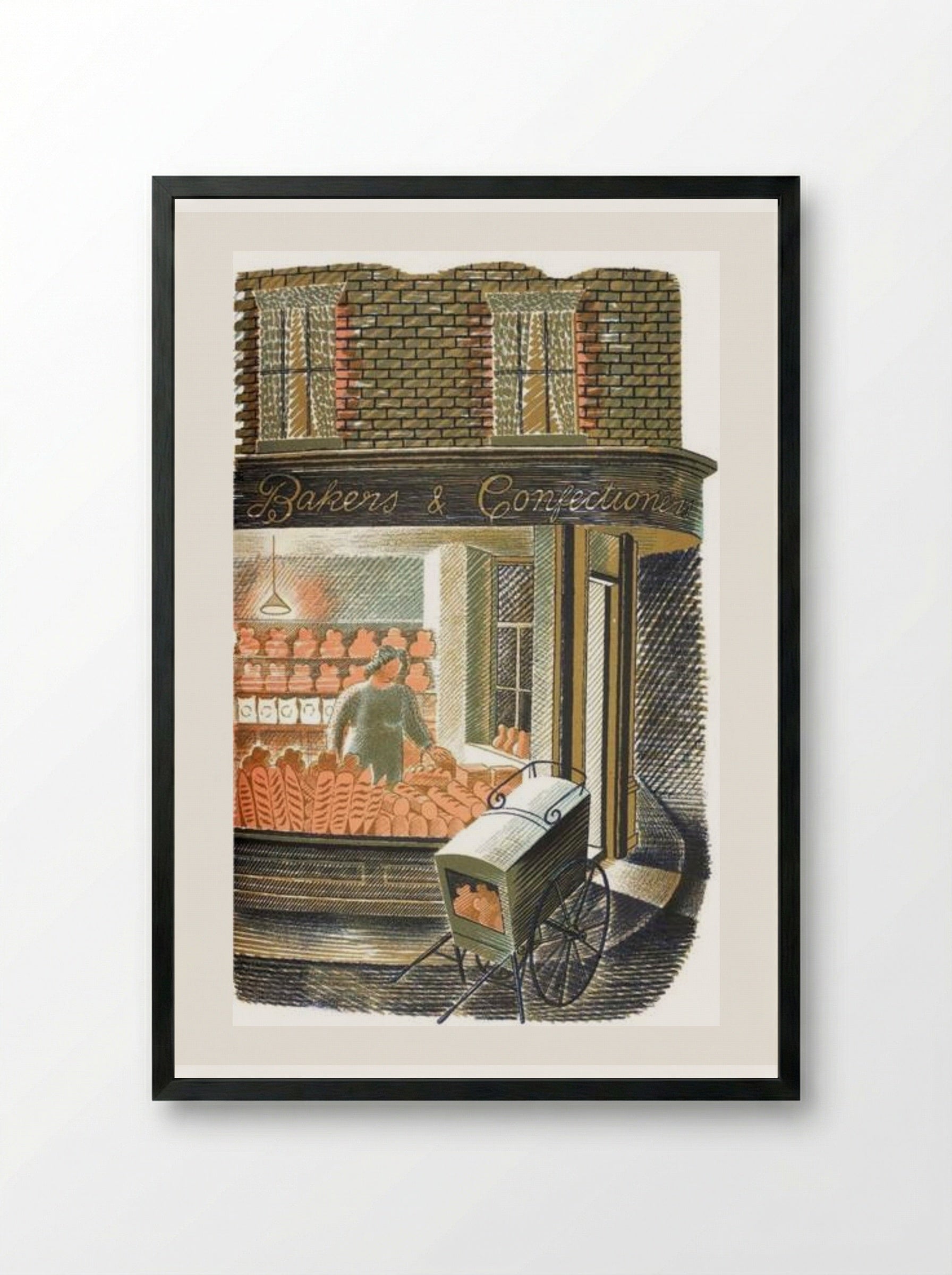 High Street: Baker and Confectioner - Eric Ravilious - Framed Print Black