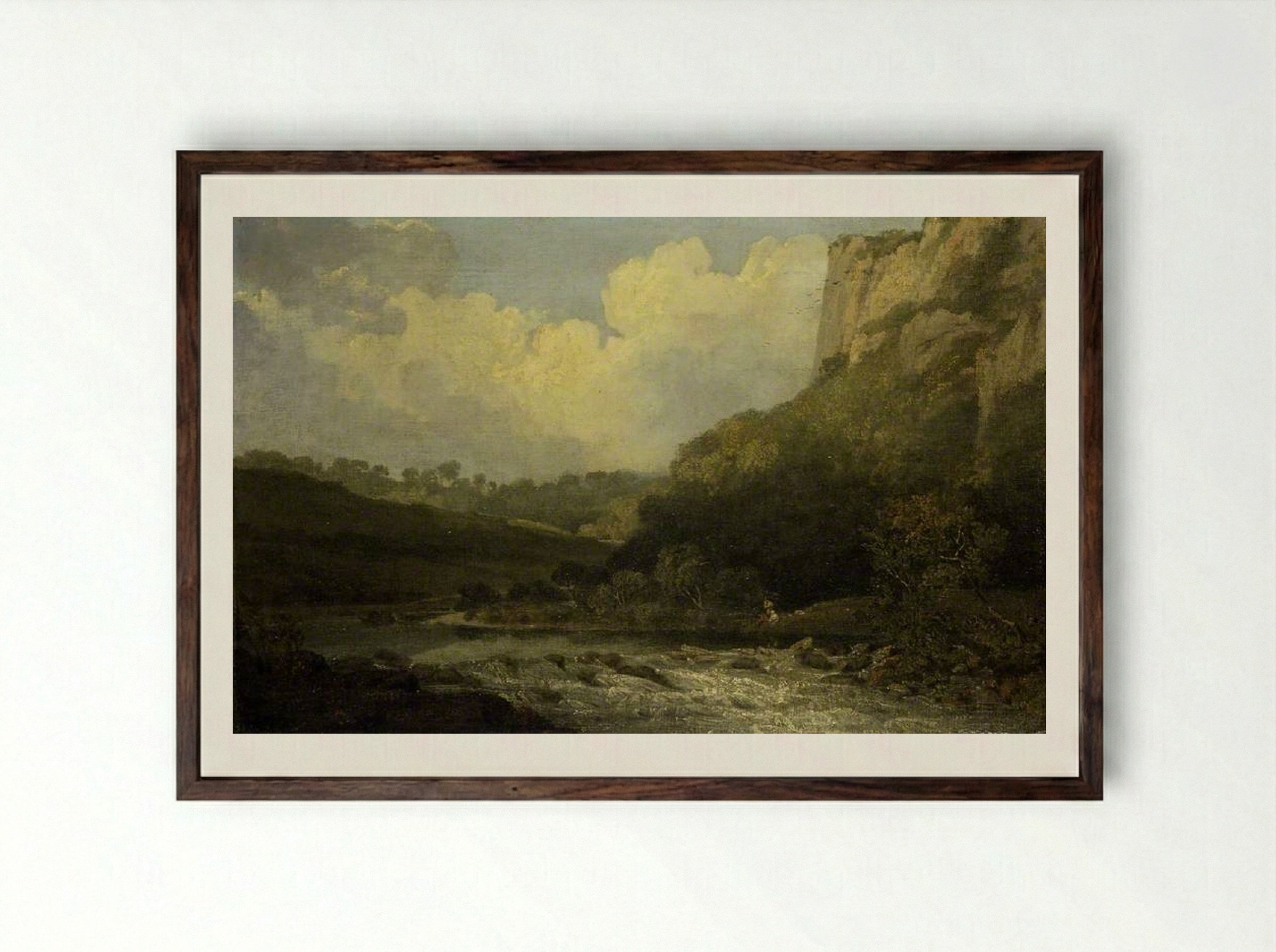 High Tor, Matlock - John Crome - Framed Print Dark Wood
