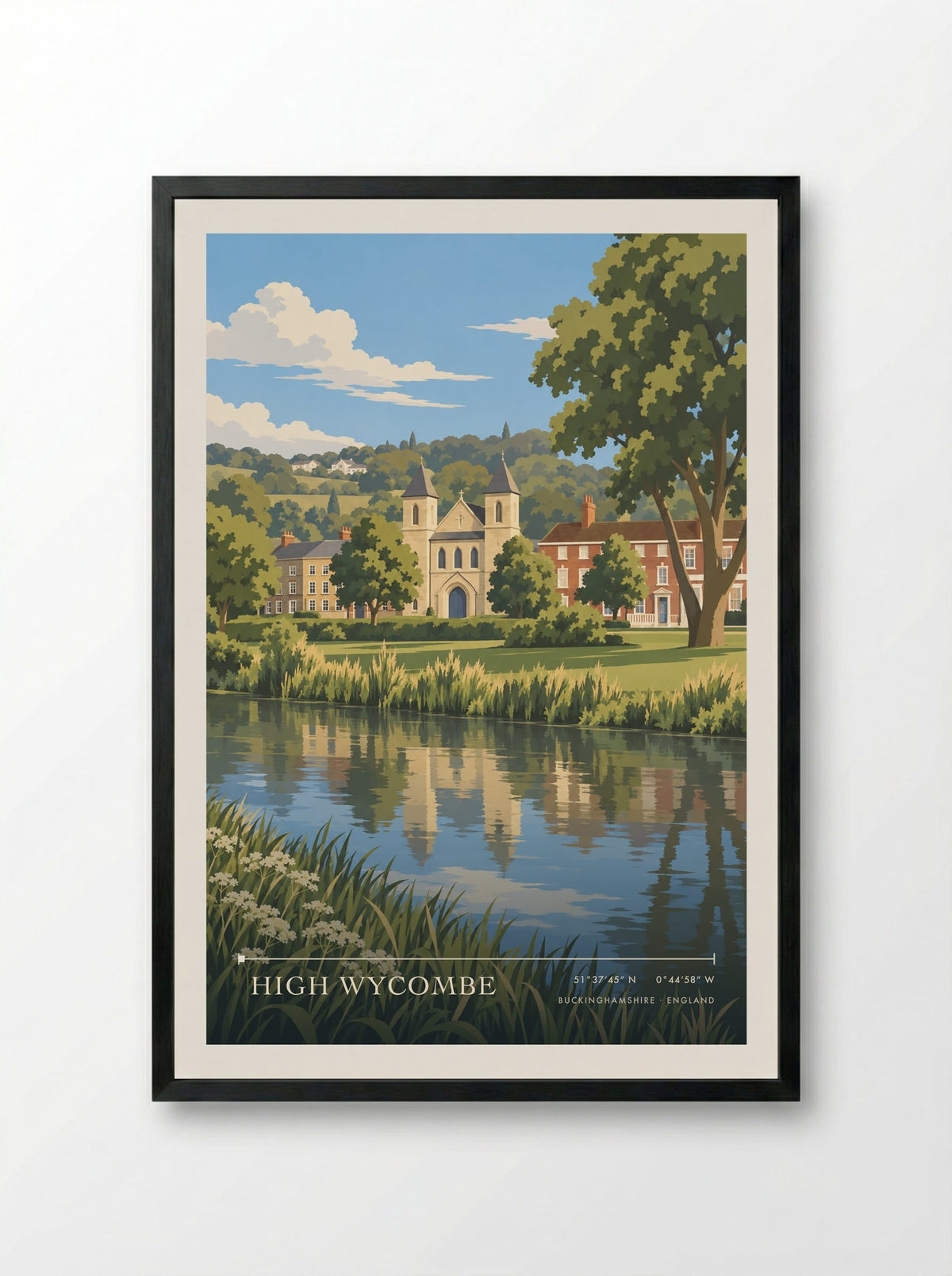 High Wycombe, Buckinghamshire | Travel Poster - Framed Print Black