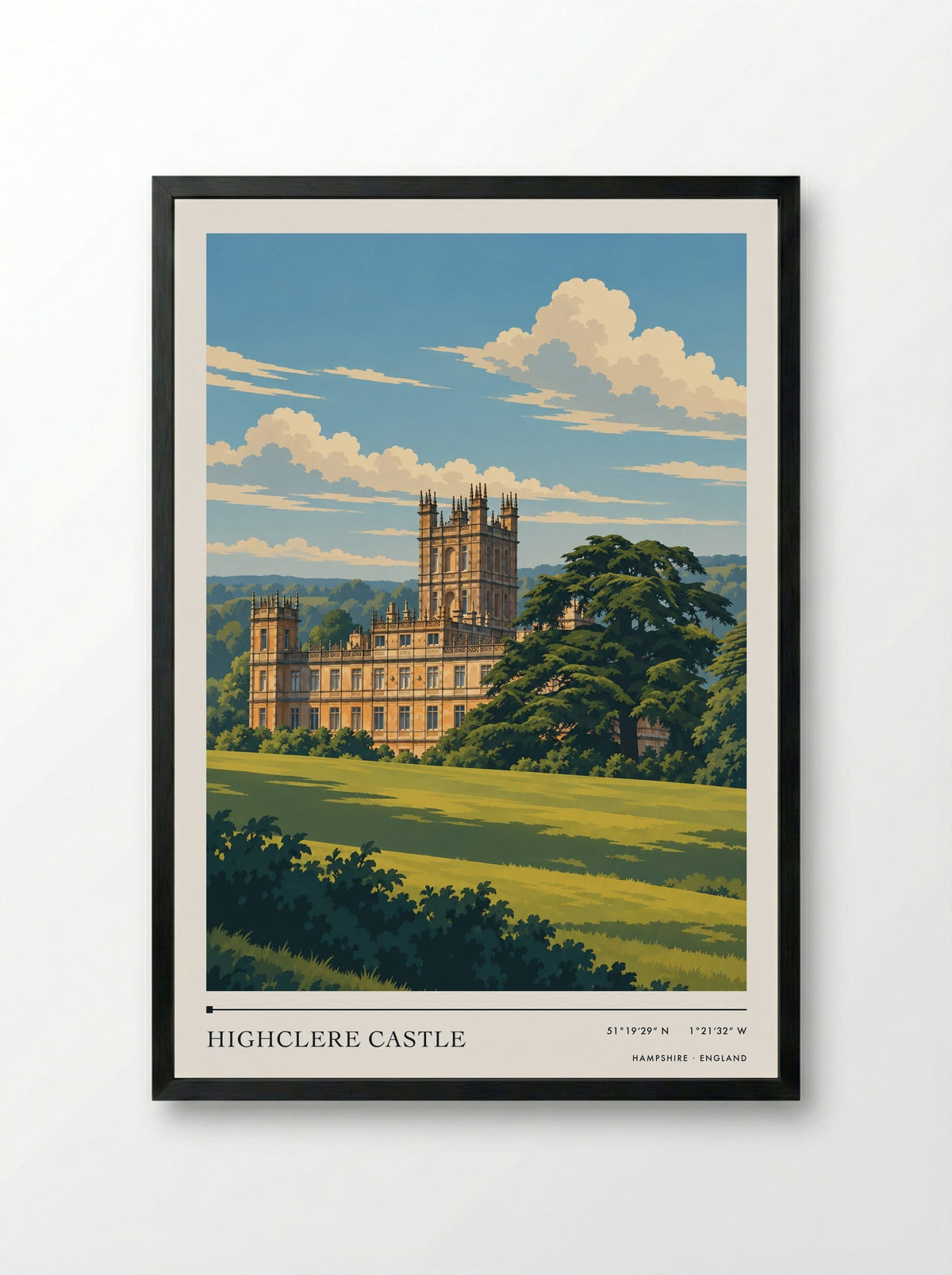 Highclere Castle, Hampshire | Travel Poster - Framed Print Black