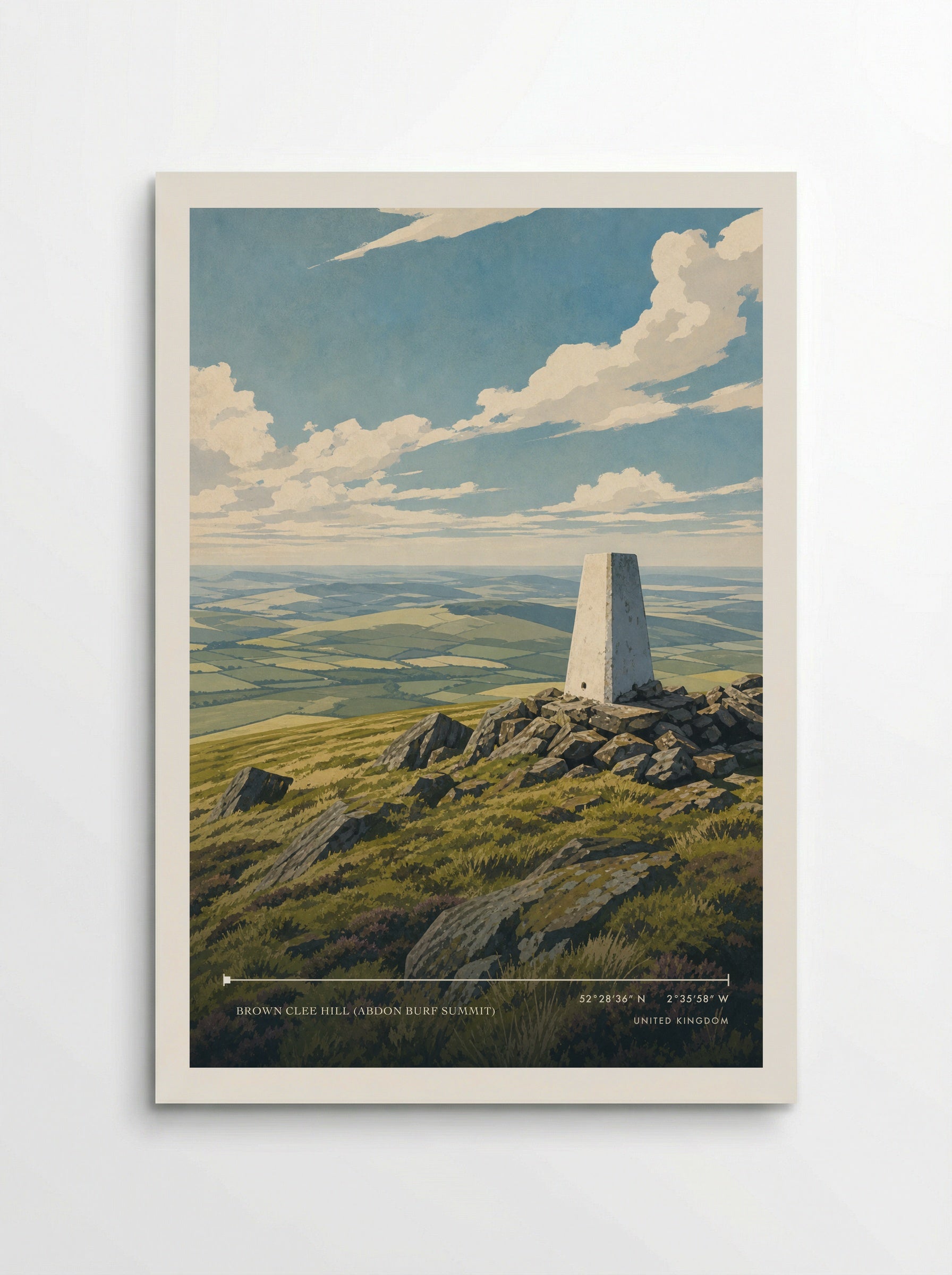 Highest point: Brown Clee Hill, at 540m United Kingdom Travel Poster - Poster