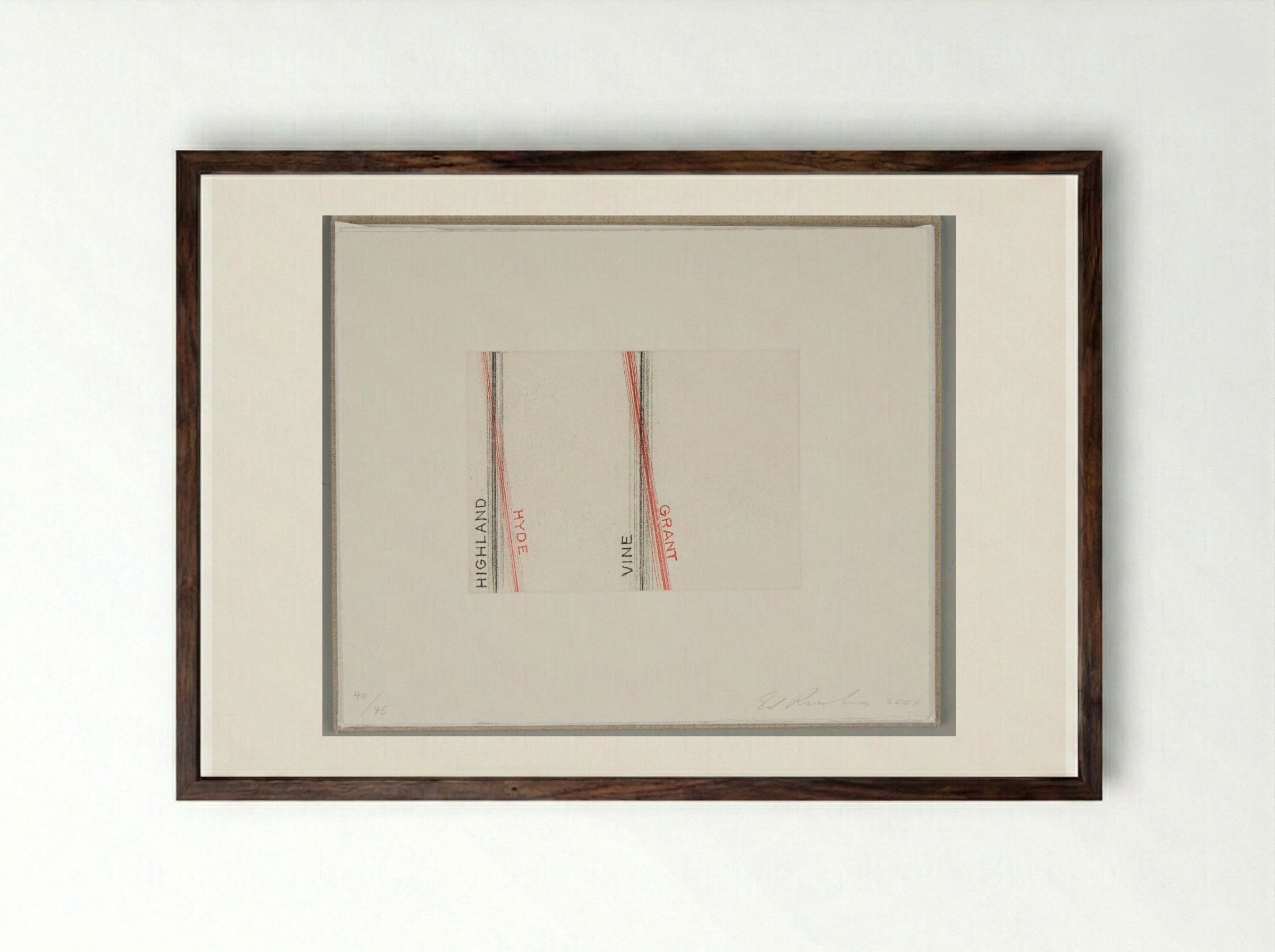 Highland Hyde Vine Grant - Edward Ruscha - Framed Print Dark Wood