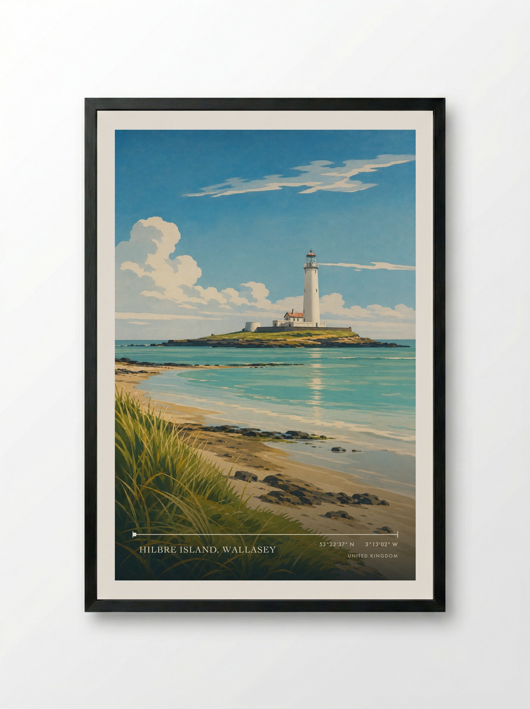Hilbre Island, Wallasey United Kingdom Travel Poster - Framed Print Black